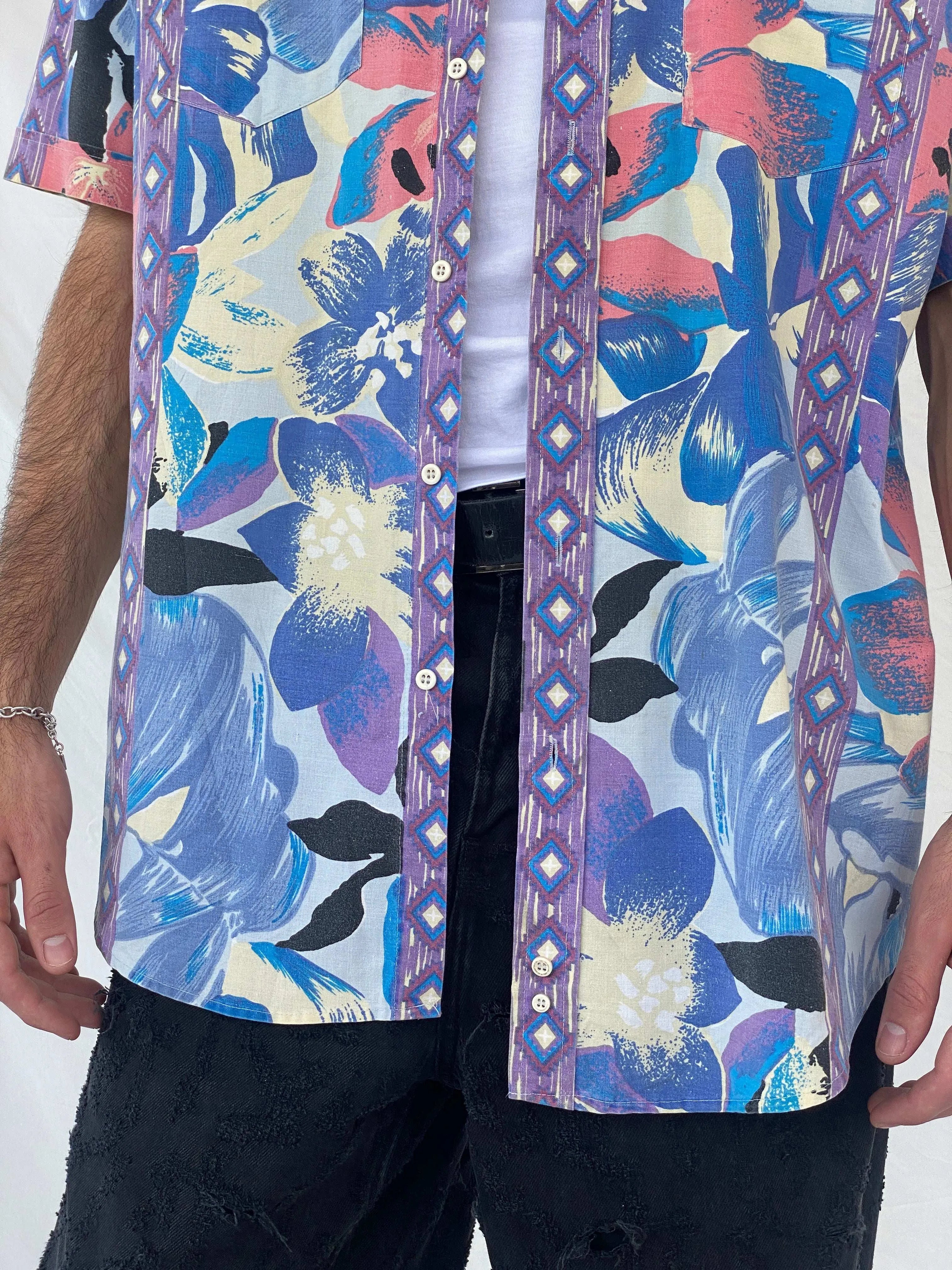 Vintage Rock Canyon Floral Printed Shirt Size XL - Balagan Vintage Half Sleeve Shirt 00s, 90s, Awsam, floral shirt, half sleeve shirt, printed shirt