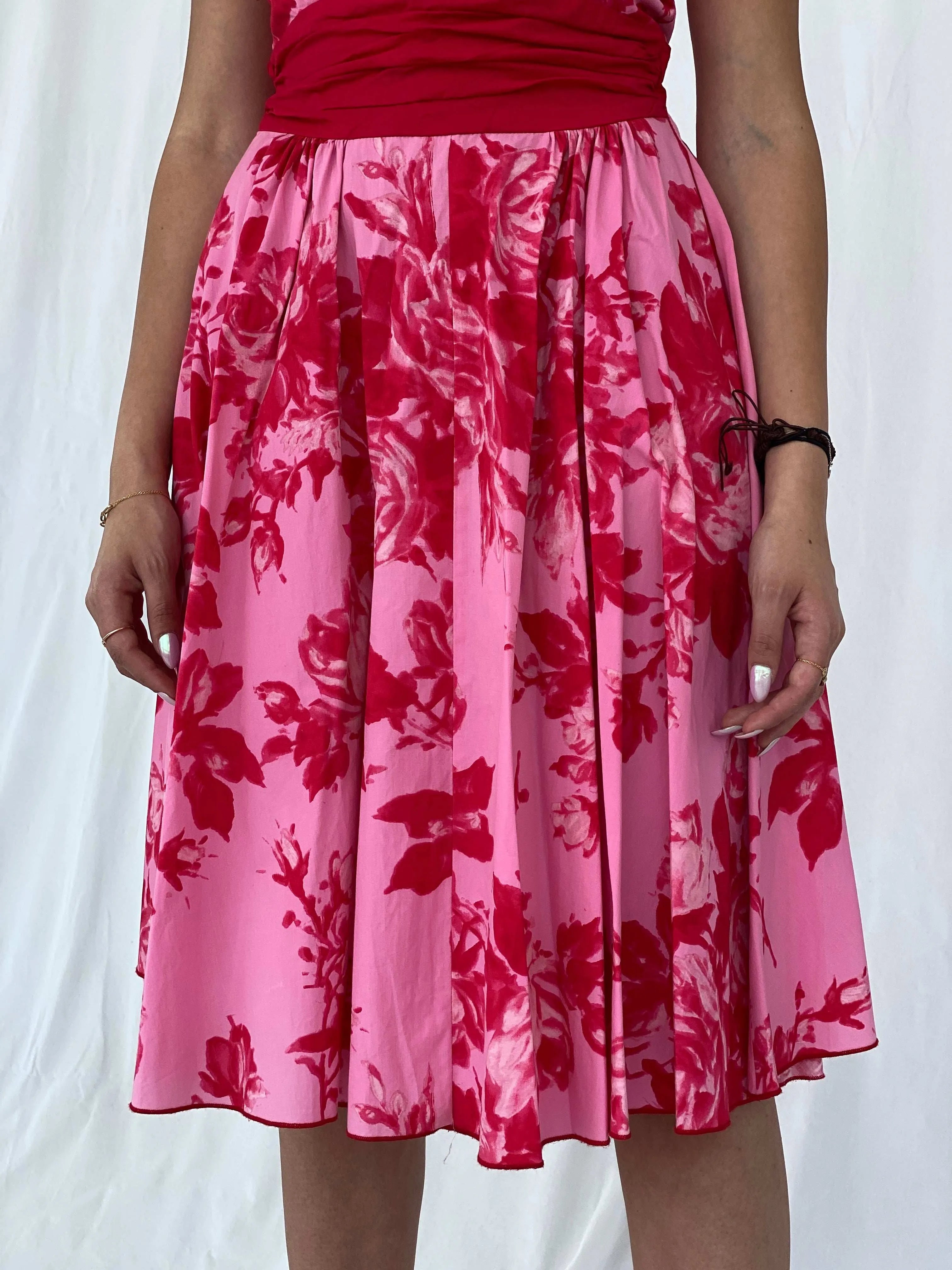 Vintage Rubber Ducky Floral Halter Midi Dress - Size M - Balagan Vintage Midi Dress 90s, dress, floral dress, Juana, midi dress
