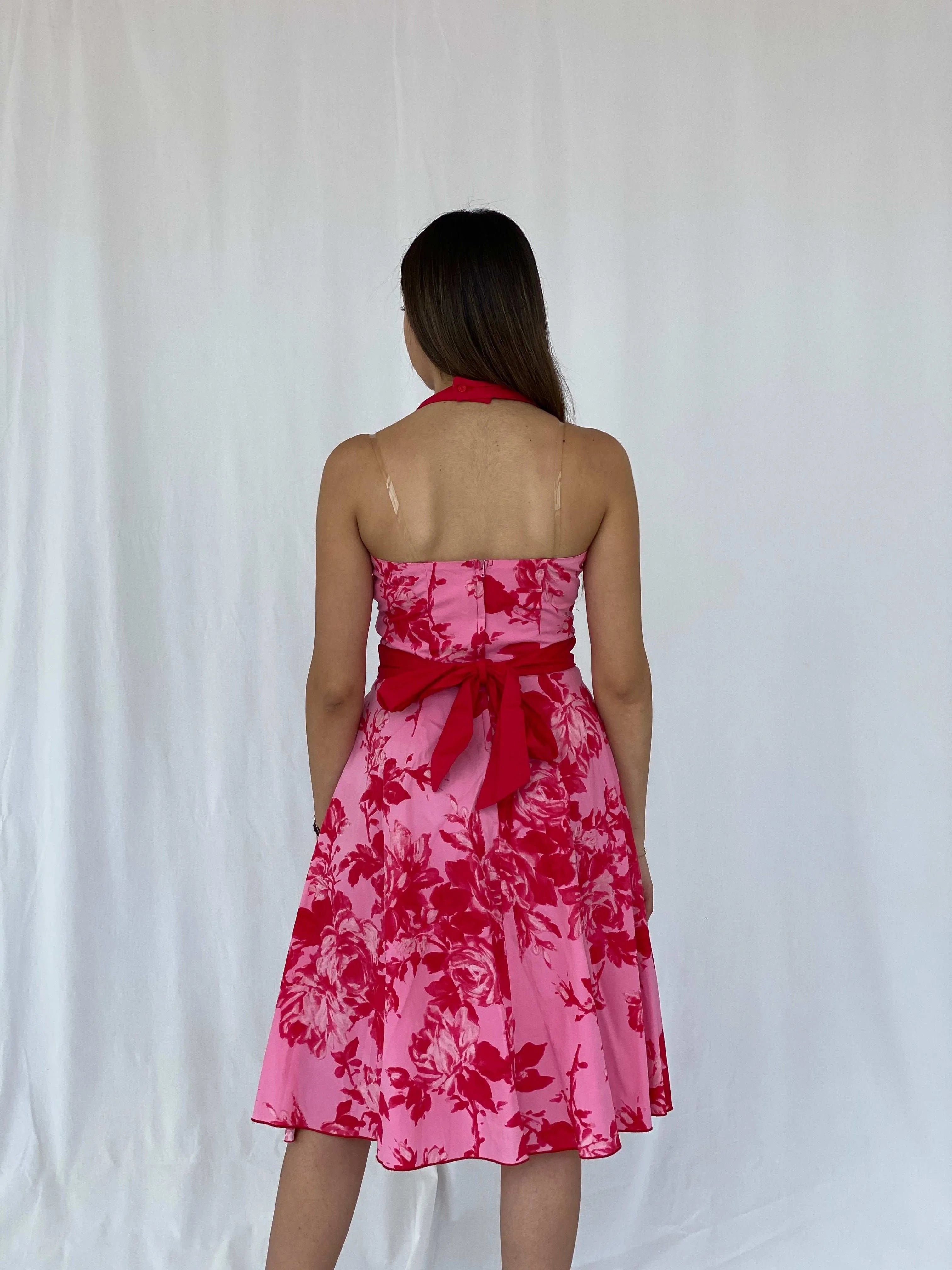 Vintage Rubber Ducky Floral Halter Midi Dress - Size M - Balagan Vintage Midi Dress 90s, dress, floral dress, Juana, midi dress
