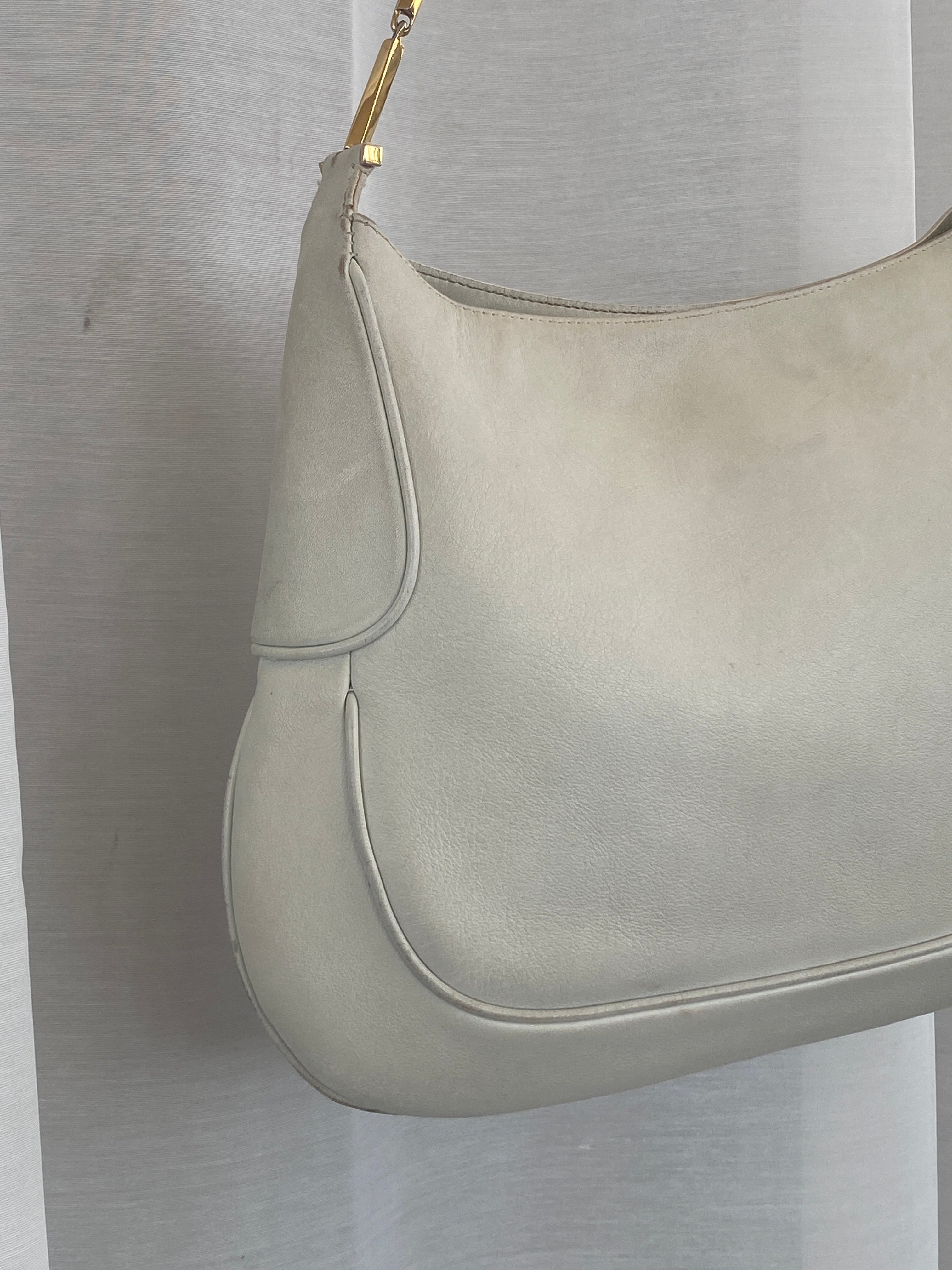 Vintage Salvatore Ferragamo White Leather Purse Gold Handle Shoulder Bag - Balagan Vintage Shoulder Bag 00s, 90s, bag, consignment, floral, NEW IN, Rand, shoulder bag, Y2K