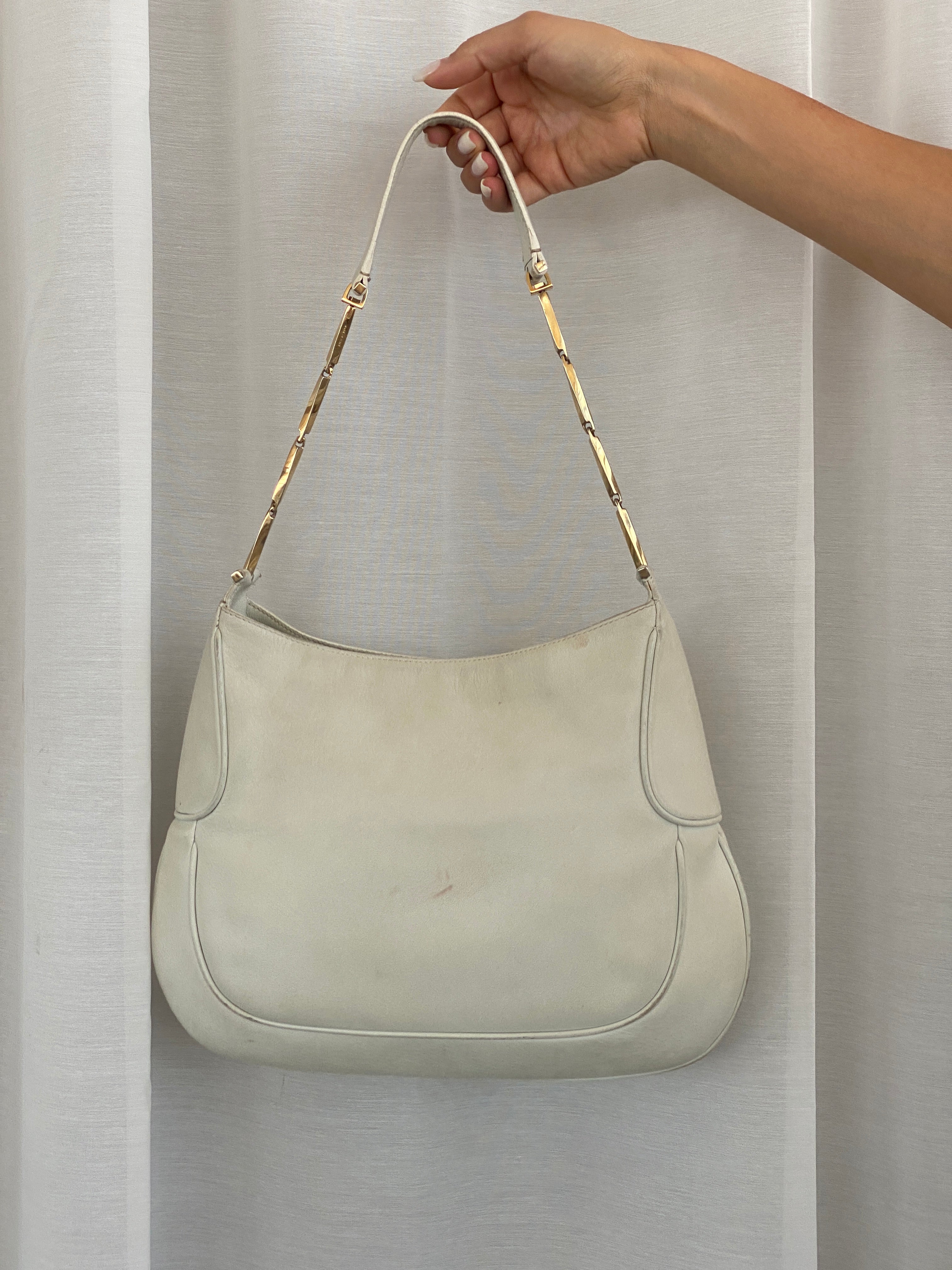 Vintage Salvatore Ferragamo White Leather Purse Gold Handle Shoulder Bag - Balagan Vintage Shoulder Bag 00s, 90s, bag, consignment, floral, NEW IN, Rand, shoulder bag, Y2K
