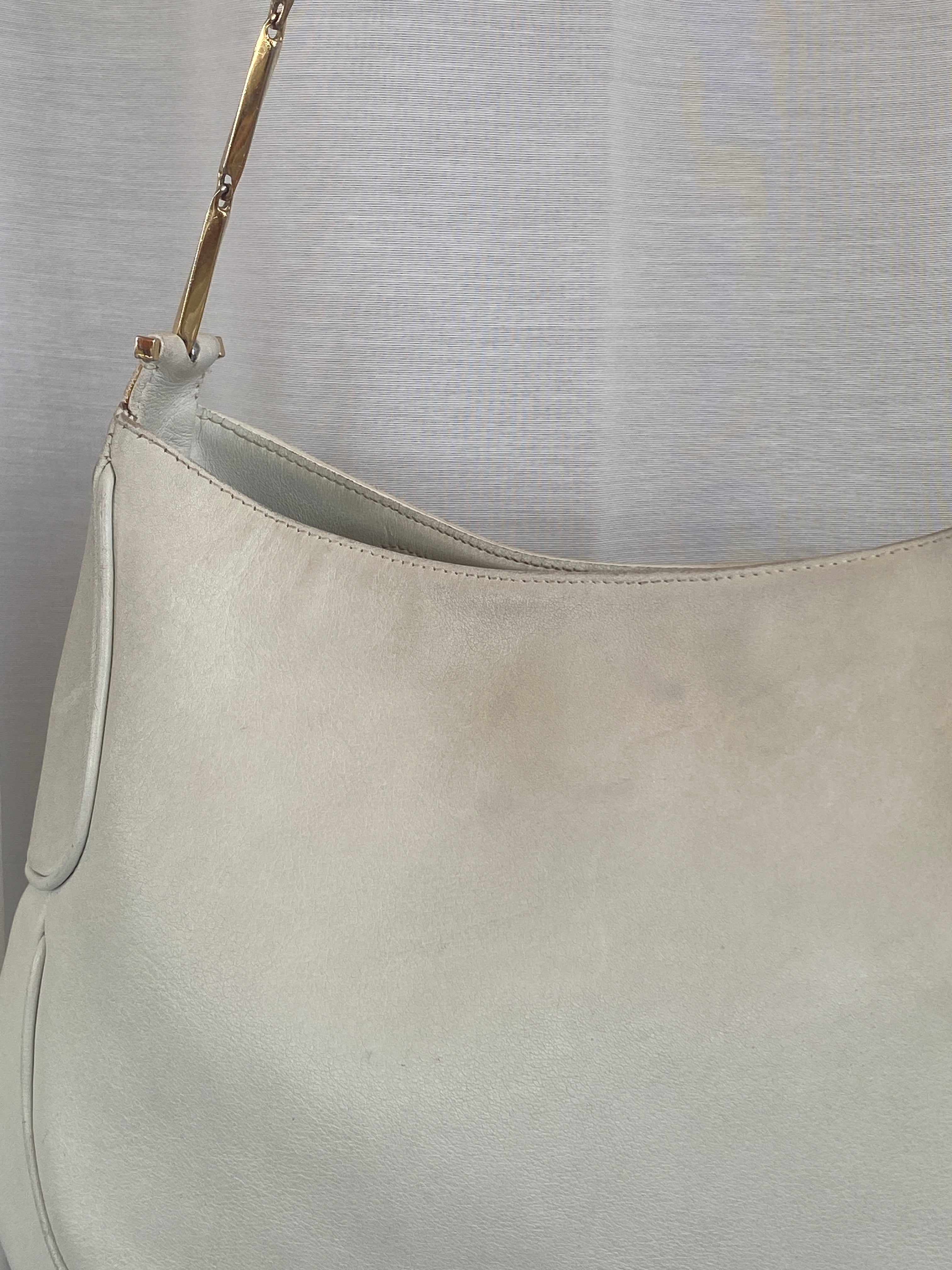 Vintage Salvatore Ferragamo White Leather Purse Gold Handle Shoulder Bag - Balagan Vintage Shoulder Bag 00s, 90s, bag, consignment, floral, NEW IN, Rand, shoulder bag, Y2K