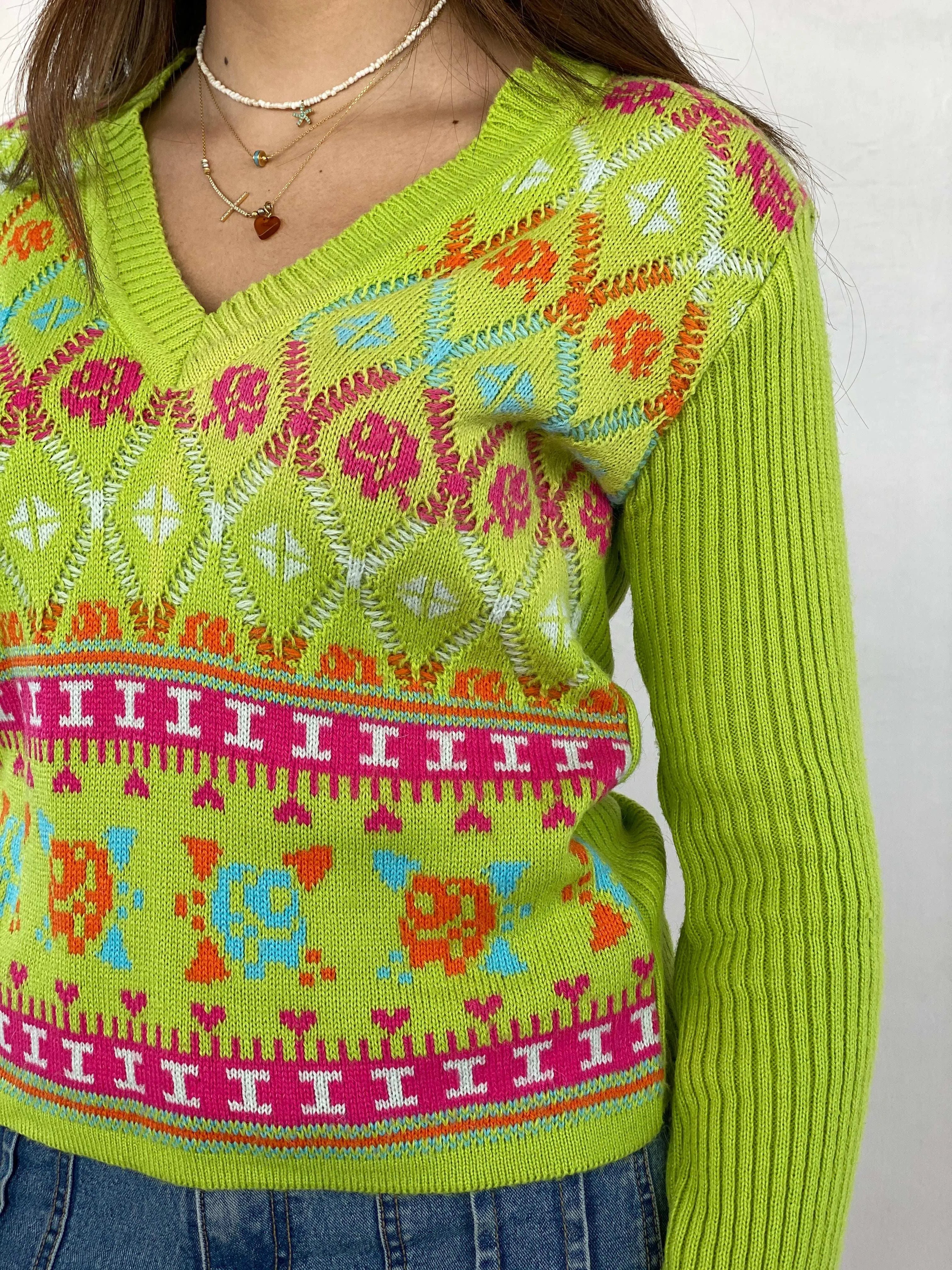 Vintage Sev-kut Collection Knitted Top - Balagan Vintage Full Sleeve Top 00s, 90s, Juana