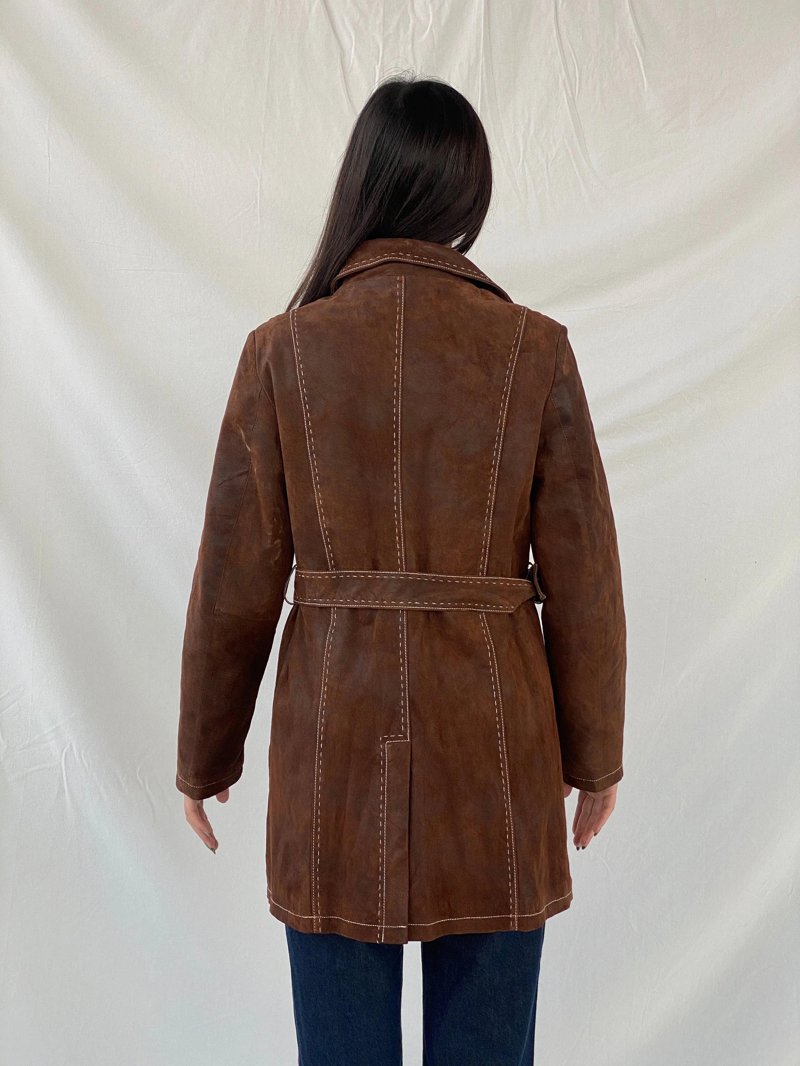 Vintage Soho New York Brown Genuine Suede Women’s Coat - L - Balagan Vintage Leather Coat 90s, brown leather, Coats&Jackets, genuine leather, leather coat, Syntia, winter, Women's Coats, Women's Leather Jackets