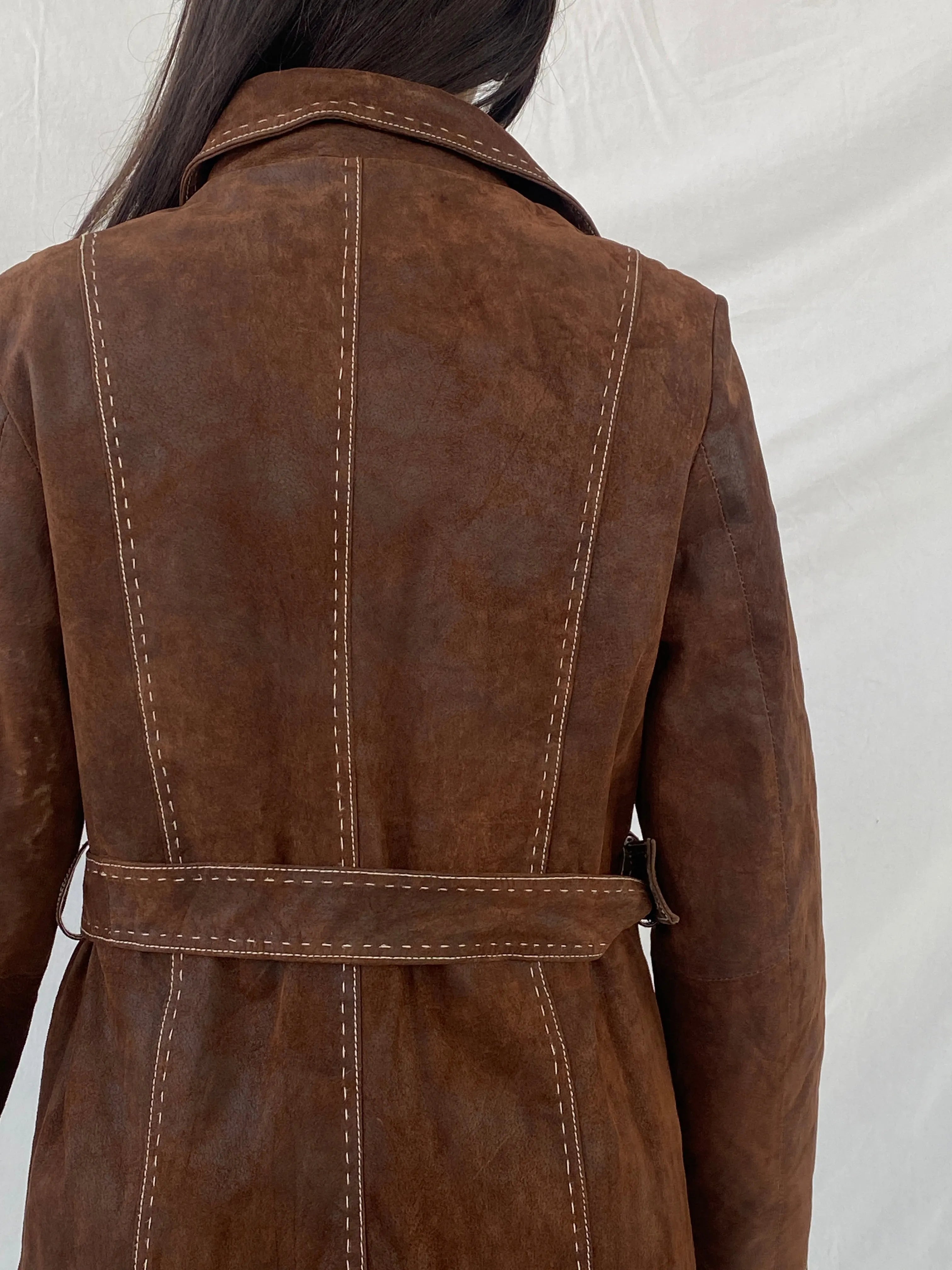 Vintage Soho New York Brown Genuine Suede Women’s Coat - L - Balagan Vintage Leather Coat 90s, brown leather, Coats&Jackets, genuine leather, leather coat, Syntia, winter, Women's Coats, Women's Leather Jackets