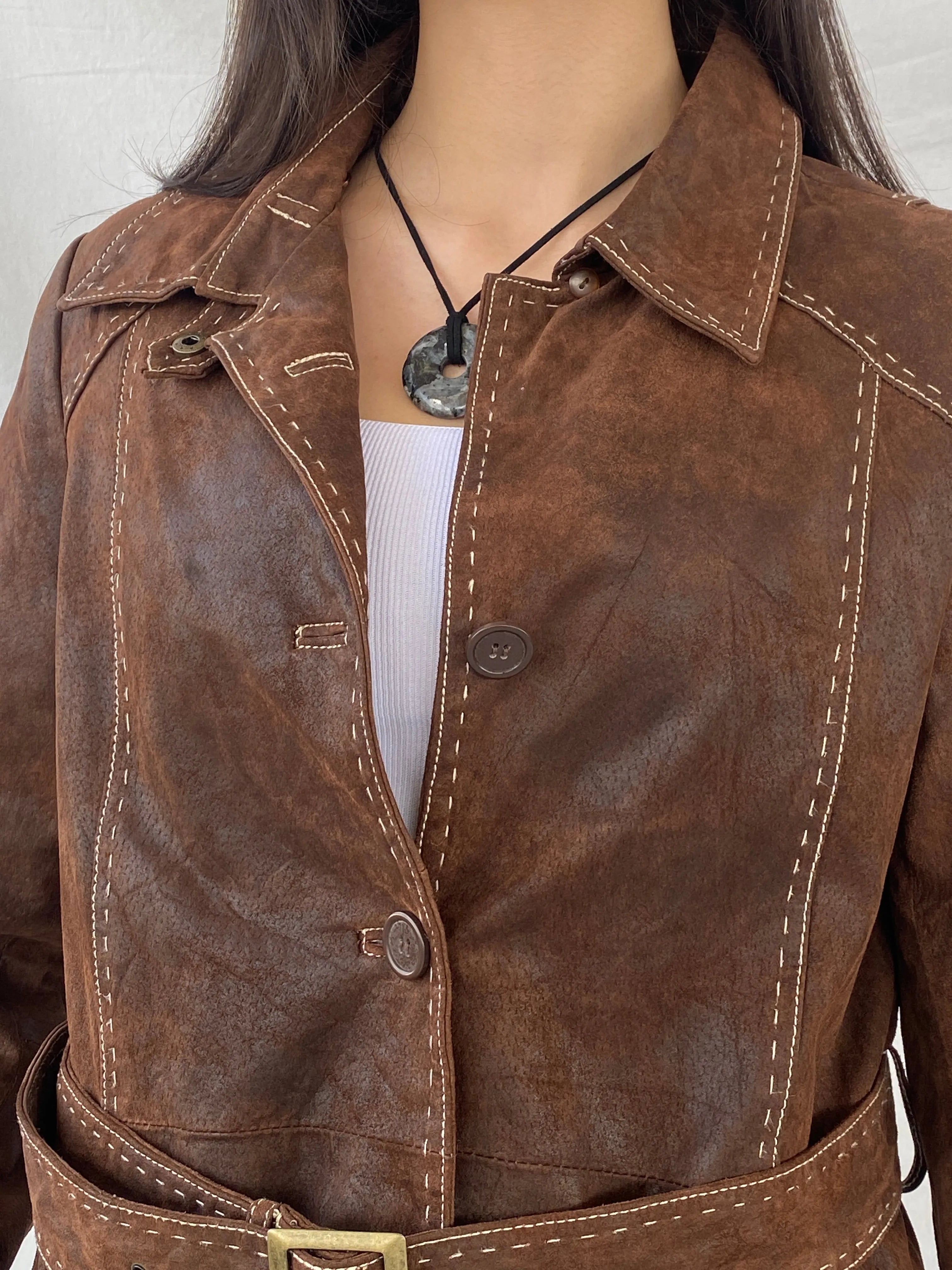 Vintage Soho New York Brown Genuine Suede Women’s Coat - L - Balagan Vintage Leather Coat 90s, brown leather, Coats&Jackets, genuine leather, leather coat, Syntia, winter, Women's Coats, Women's Leather Jackets