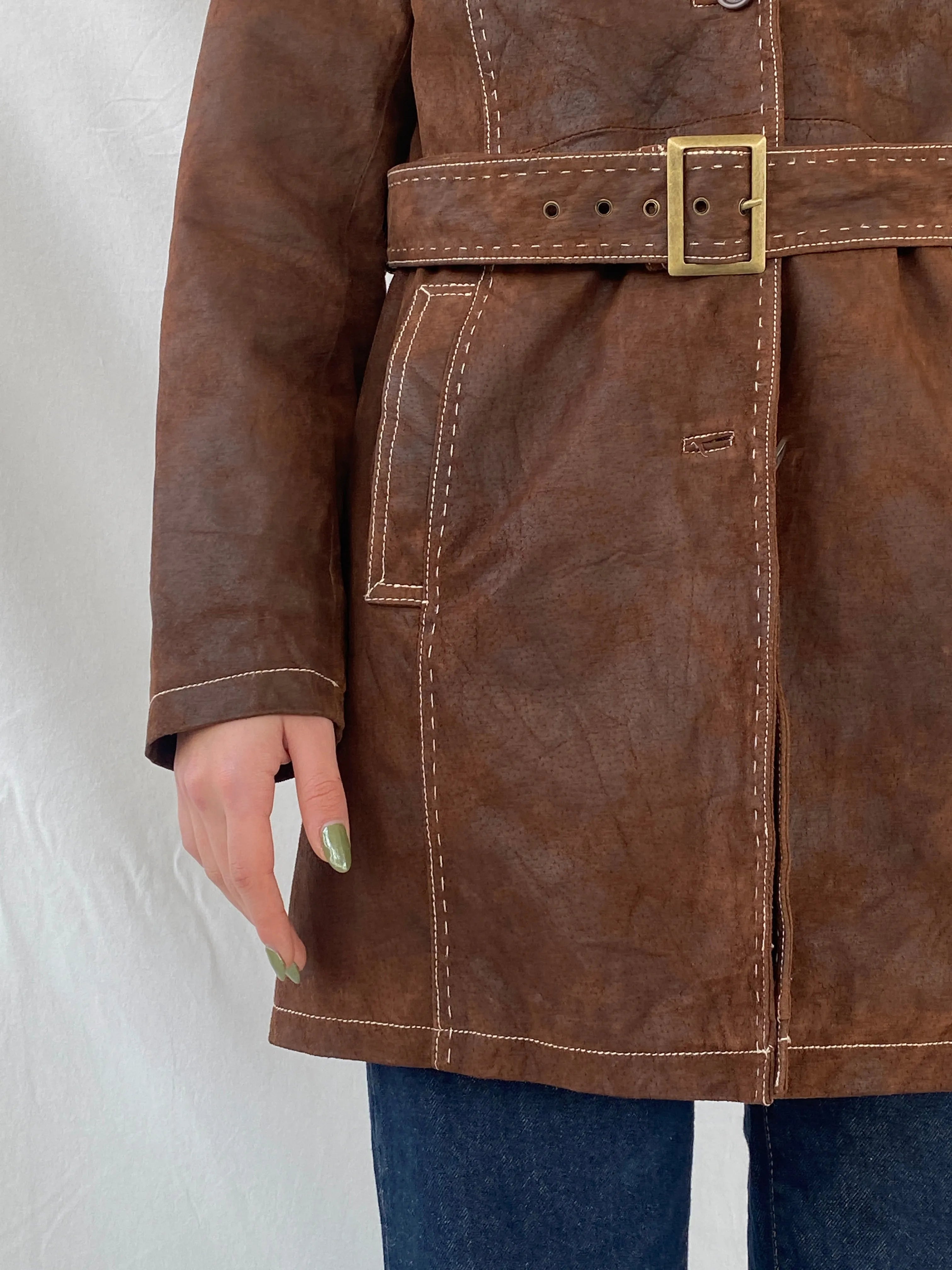 Vintage Soho New York Brown Genuine Suede Women’s Coat - L - Balagan Vintage Leather Coat 90s, brown leather, Coats&Jackets, genuine leather, leather coat, Syntia, winter, Women's Coats, Women's Leather Jackets