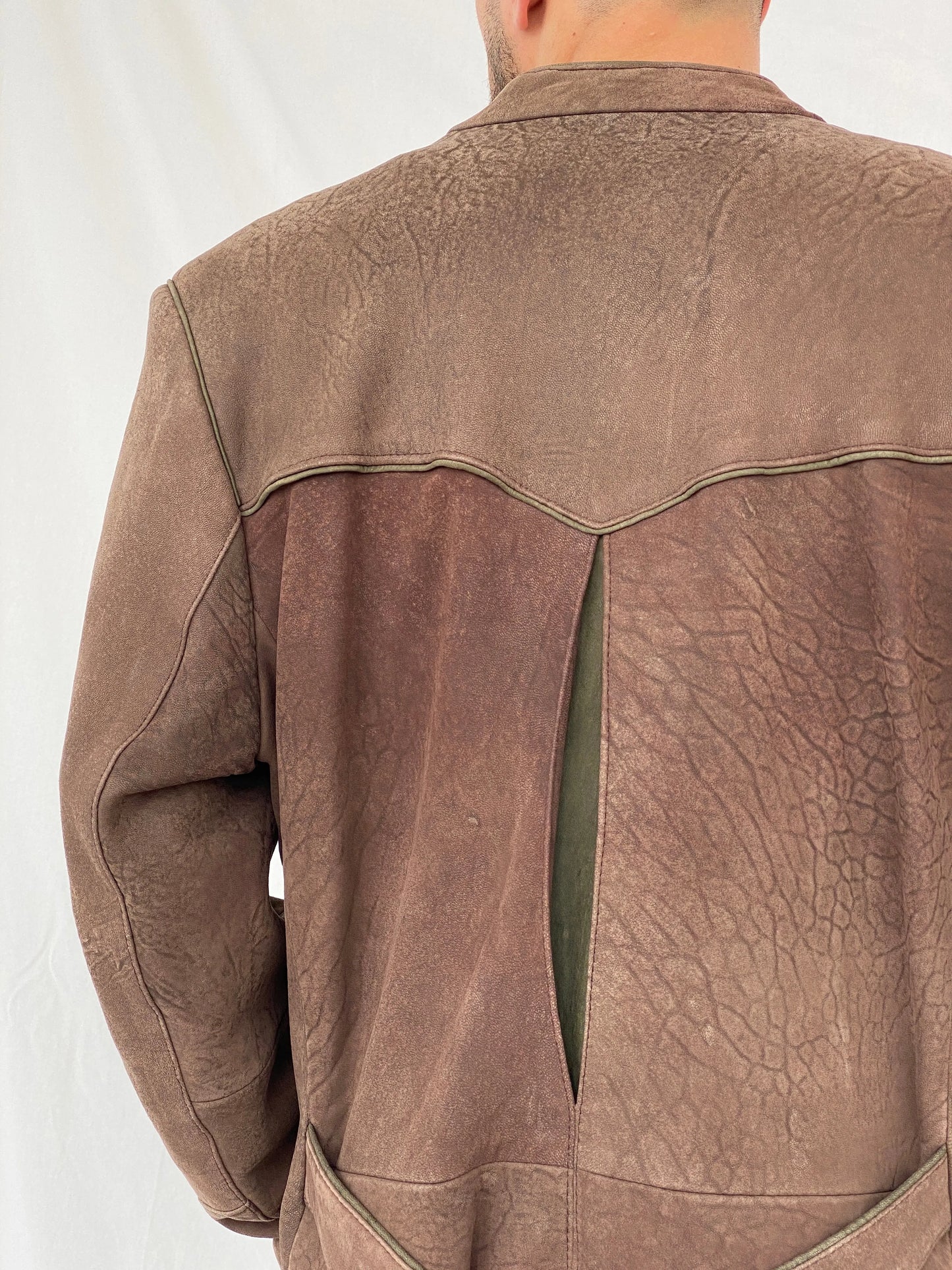 Vintage Solo Die Irocni Men’s Brown Genuine Leather Oversized Shooting Blazer Jacket - L - Balagan Vintage Leather Jacket brown leather, genuine leather, genuine leather jacket, Hamza, men, mens jackets