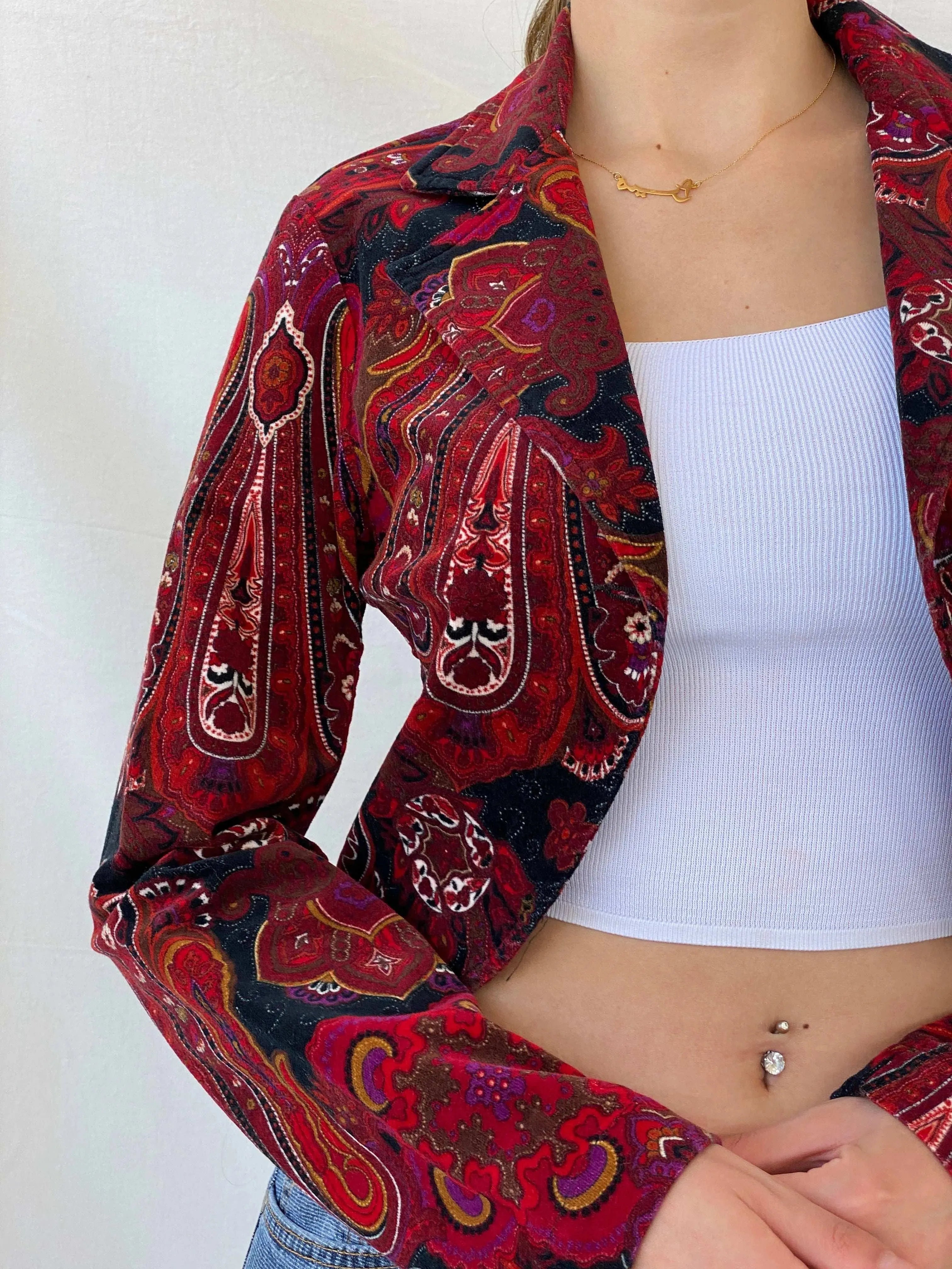 Vintage Steps Womenswear Paisley Print Red Blazer - S - Balagan Vintage Blazer 90s, blazer, Coats&Jackets, full sleeve blazer, Mira, winter, Women's Blazers
