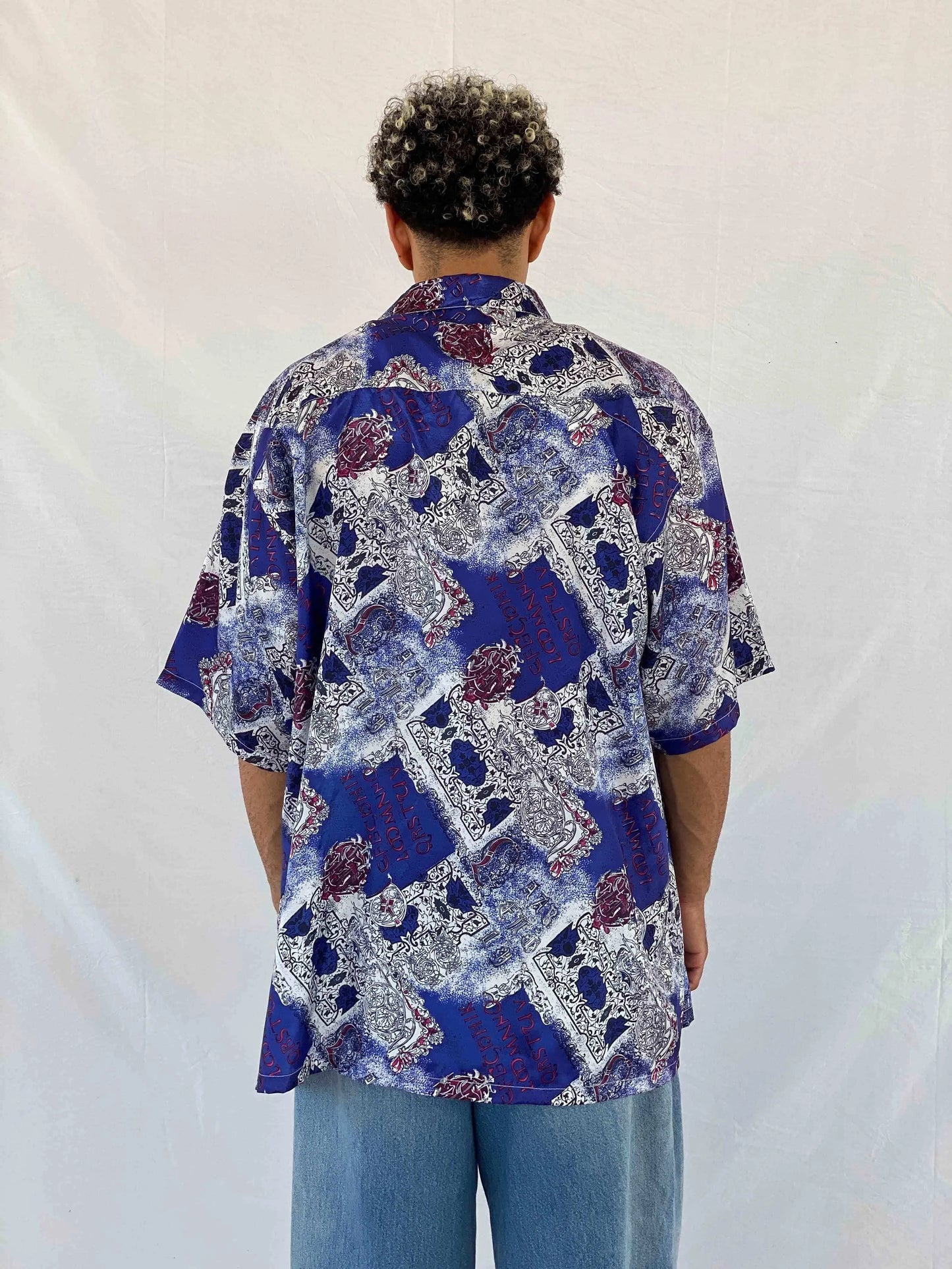 Vintage THAI Silk Printed Shirt - Balagan Vintage Half Sleeve Shirt 90s, Abdullah, half sleeve shirt, men, shirts