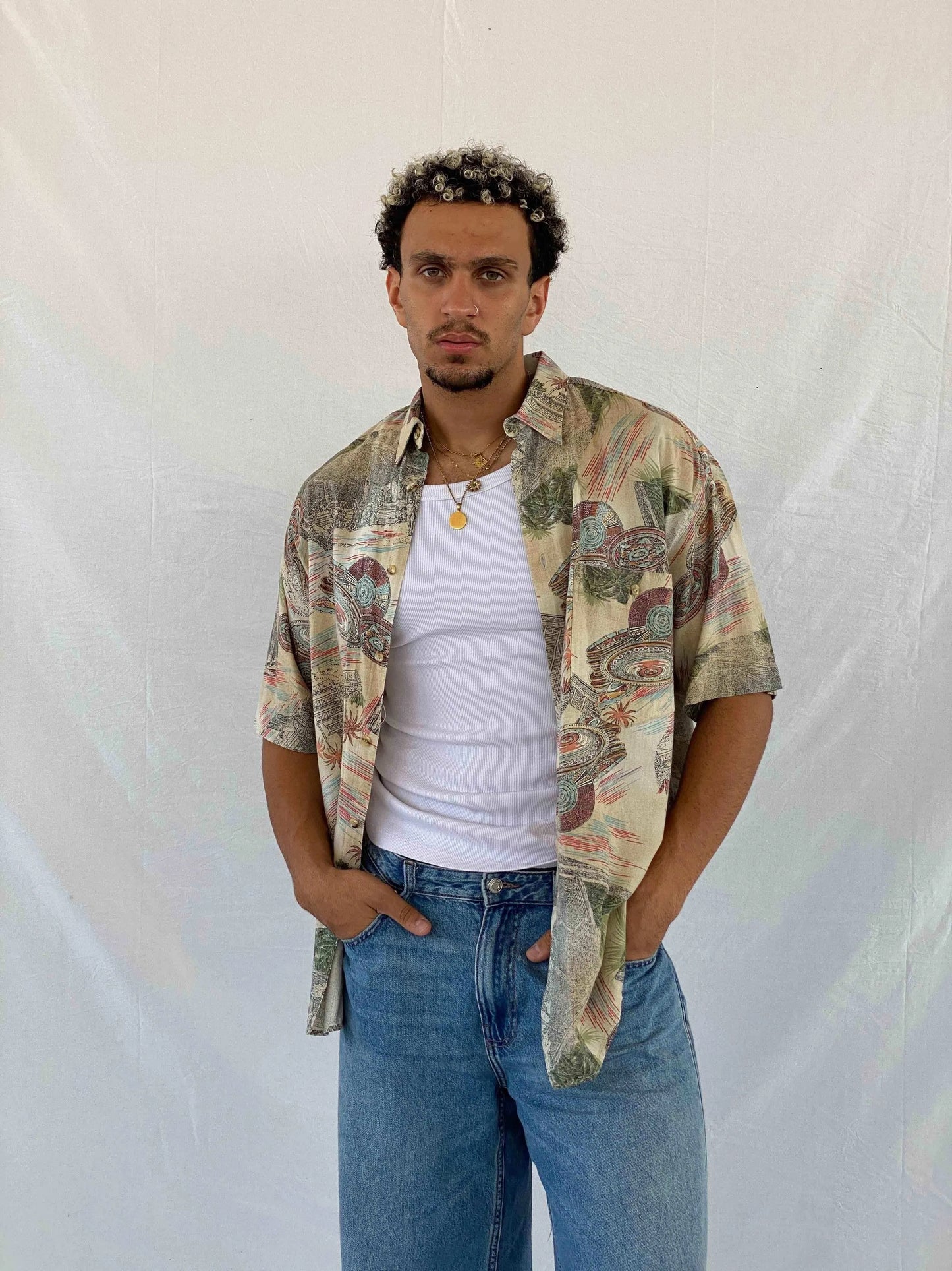 Vintage Tiklas Printed Shirt - Balagan Vintage Half Sleeve Shirt 00s, 90s, Abdullah, half sleeve shirt, men