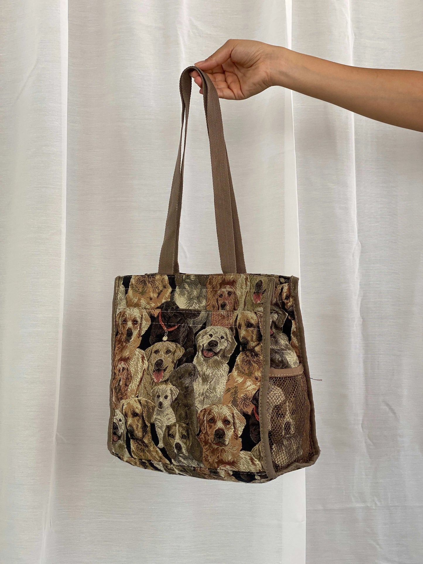 Vintage Tote Shoulder Bag Dogs Tapestry Print - Balagan Vintage Shoulder Bag 90s, bag, shoulder bag