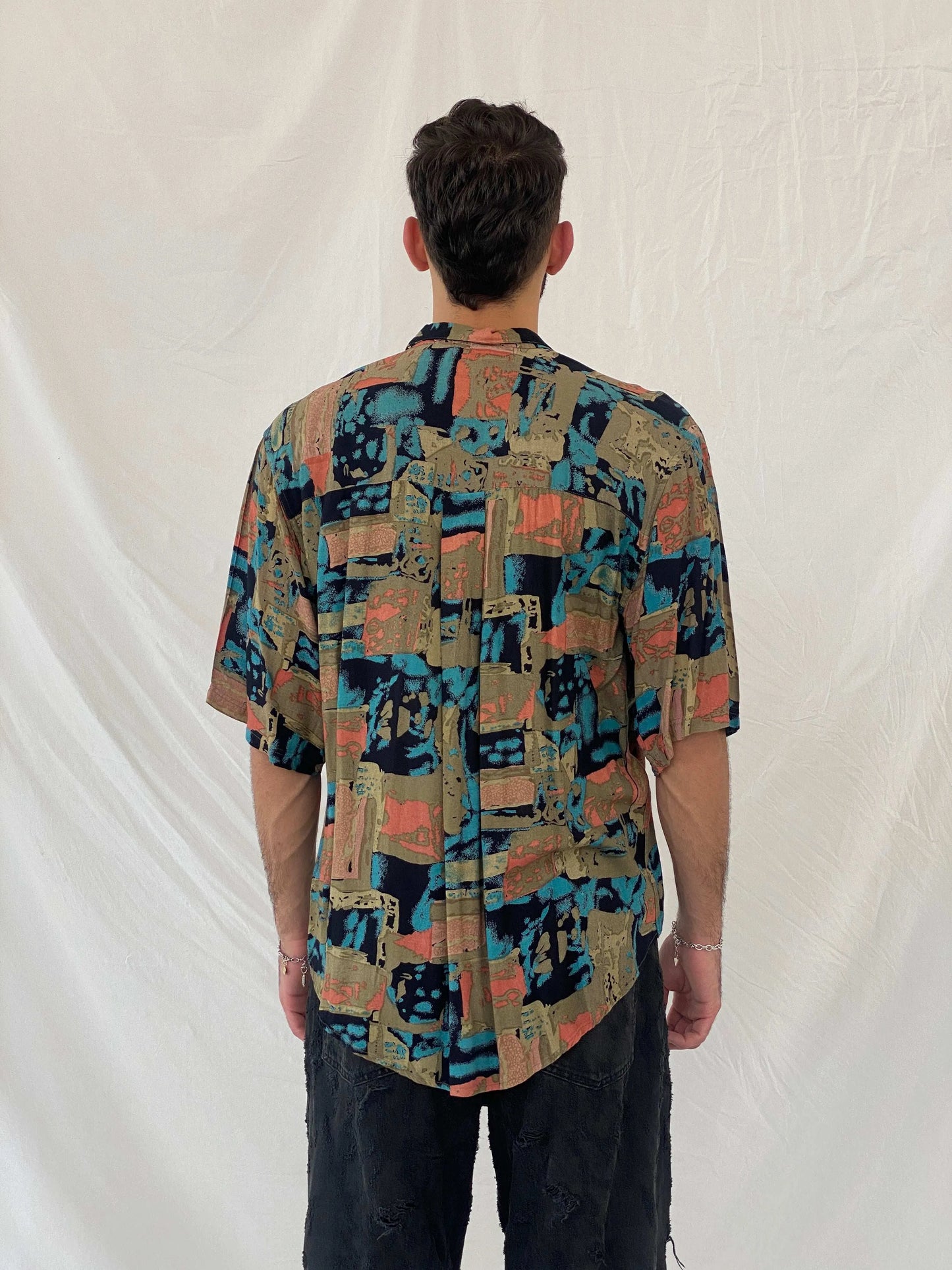 Vintage Tribes Printed Half Sleeve Shirt - XL - Balagan Vintage Half Sleeve Shirt 00s, 90s, Awsam, half sleeve shirt, printed shirt, striped shirt