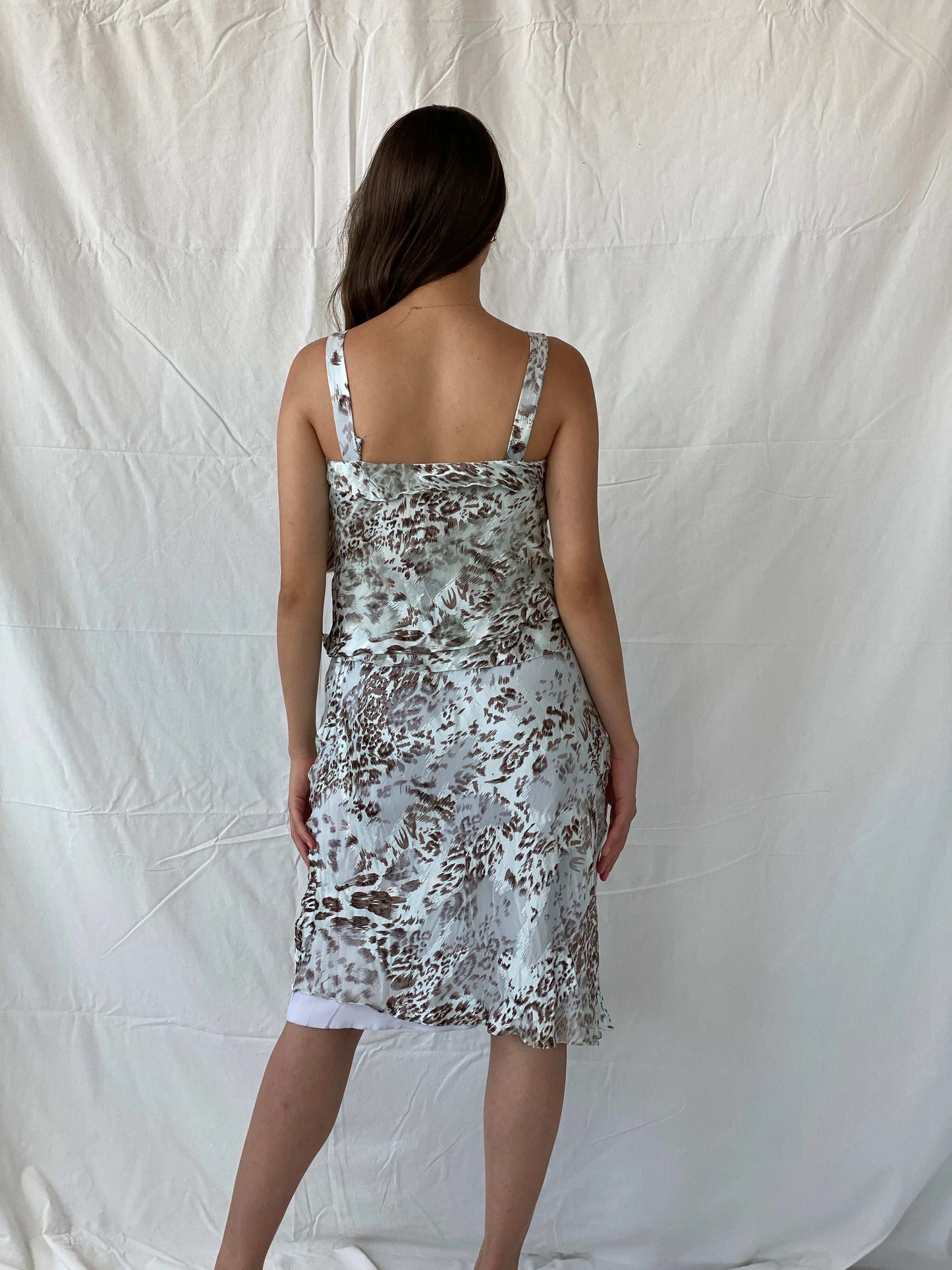 Vintage UNJOUR AILLEURS Cheetah Print Silk Midi Sleeveless Dress - S - Balagan Vintage Midi Dress 00s dress, 90s, 90s dress, Deals, floral dress, formal dress, midi dress, Mira, velvet, velvet dress, Wedding Guest