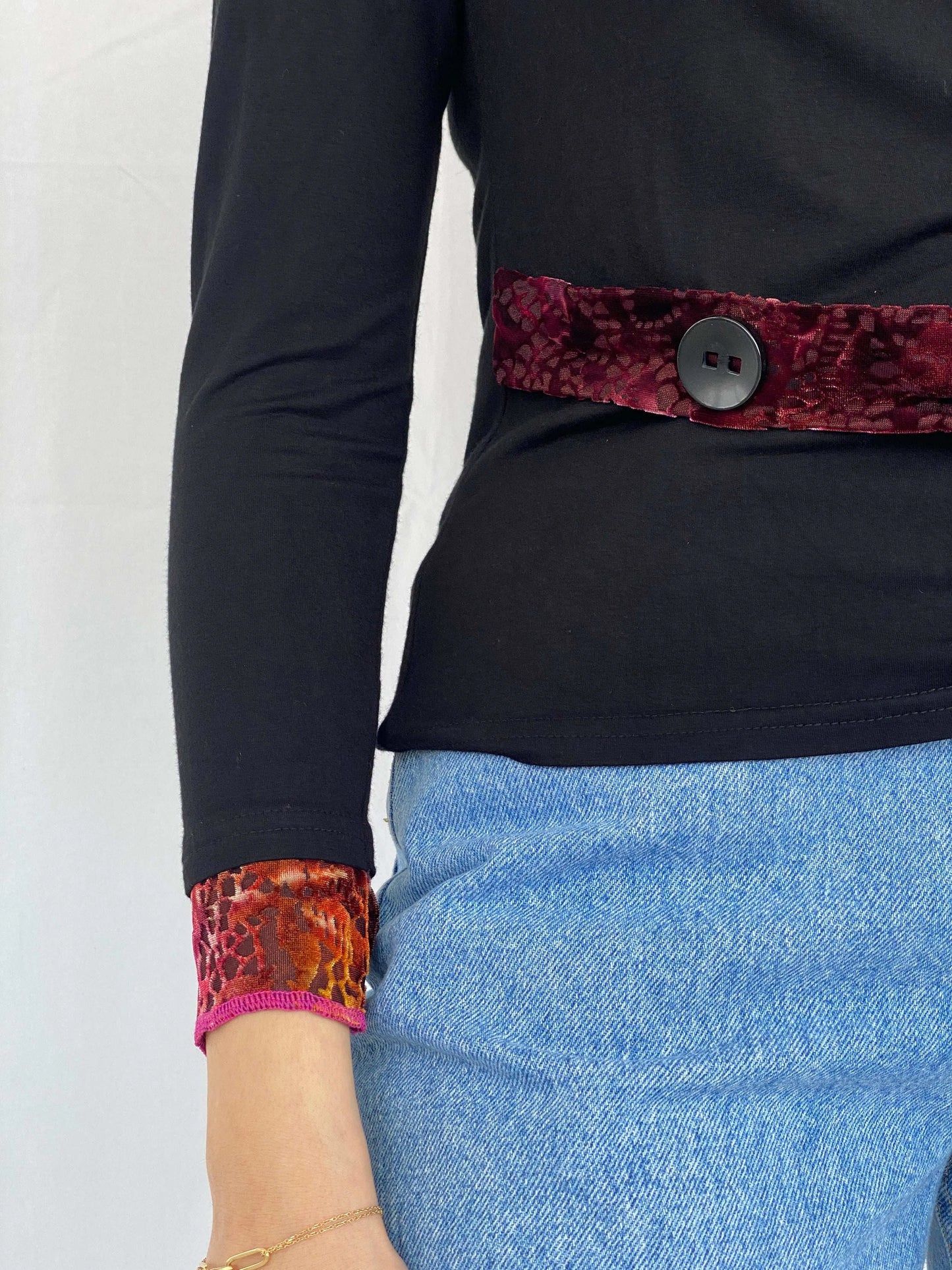 Vintage Vango Paris Top With Velvet Details Size L - Balagan Vintage Full Sleeve Top 00s, Juana, Top, winter, Y2K