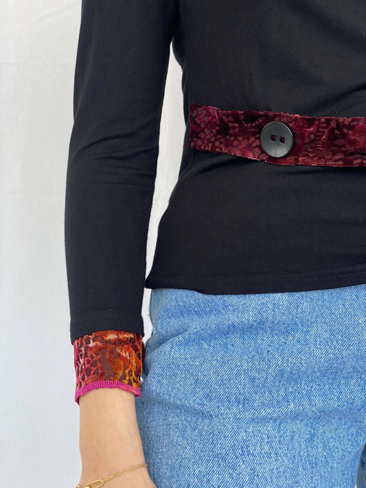 Vintage Vango Paris Top With Velvet Details Size L - Balagan Vintage Full Sleeve Top 00s, Juana, Top, winter, Y2K