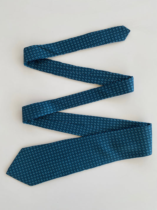 Vintage VE Via Europa Fine Neckwear Men’s Blue Silk Neck Tie - Balagan Vintage Ties printed ties, tie, vintage, vintage ties