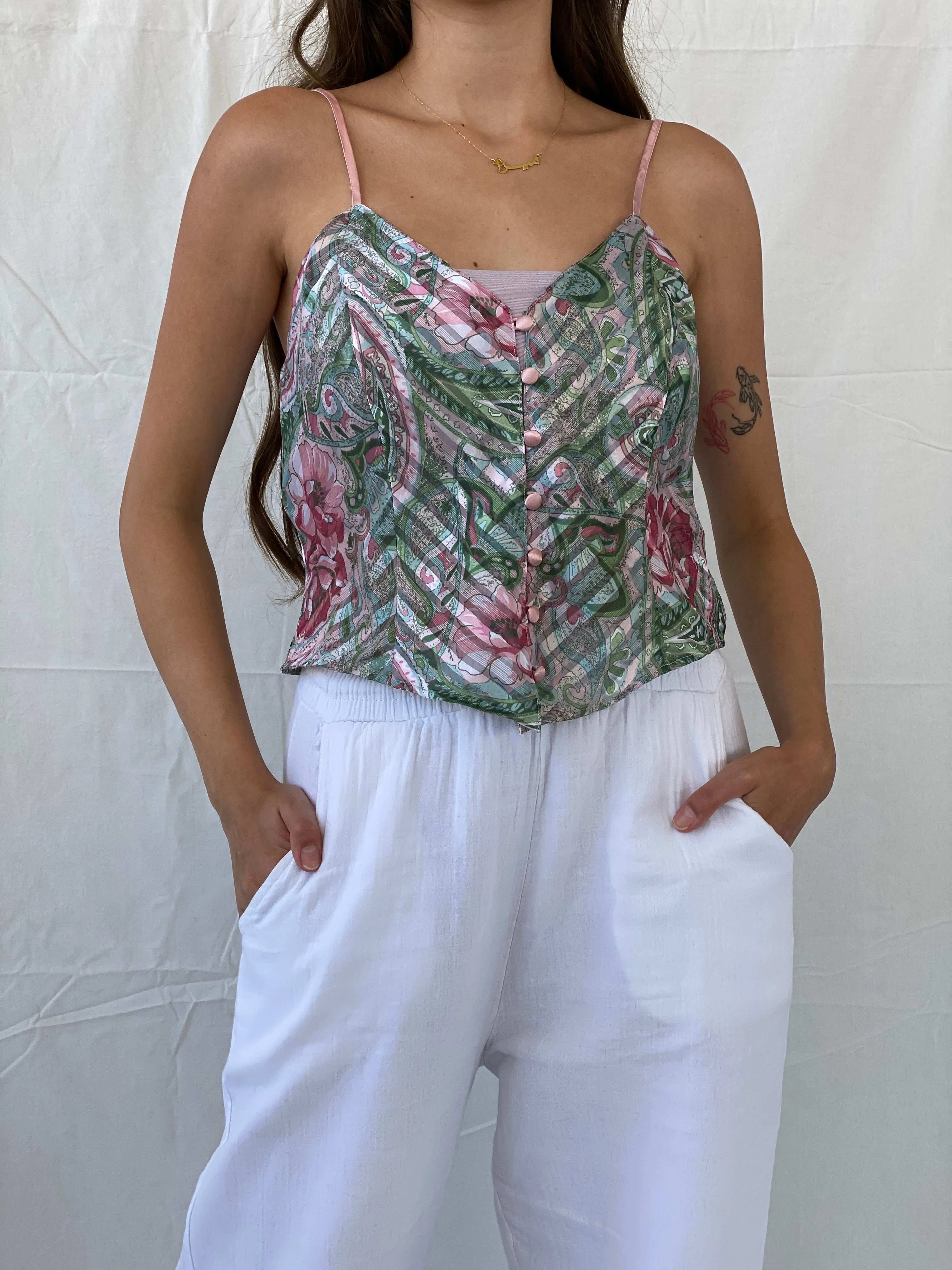 Vintage Victoria’s Secret Gold Label Semi Sheer Floral Slip Cami Top - M - Balagan Vintage Cami 00s, Cami, corset, Deals, Mira, sheer, women top