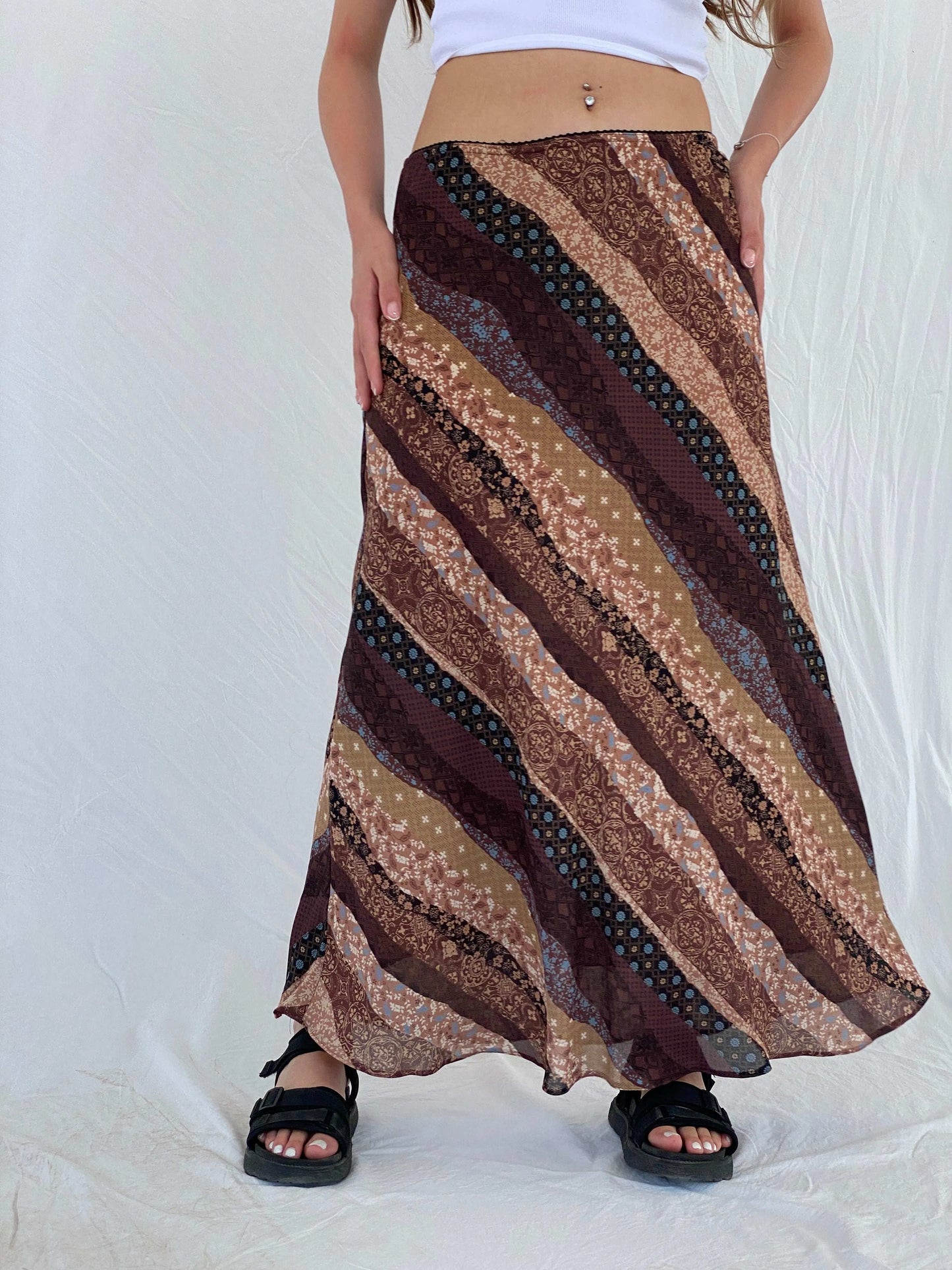 Vintage Votre Mode Brown Maxi Skirt - M/L - Balagan Vintage Maxi Skirt 90s, maxi skirt, Mira