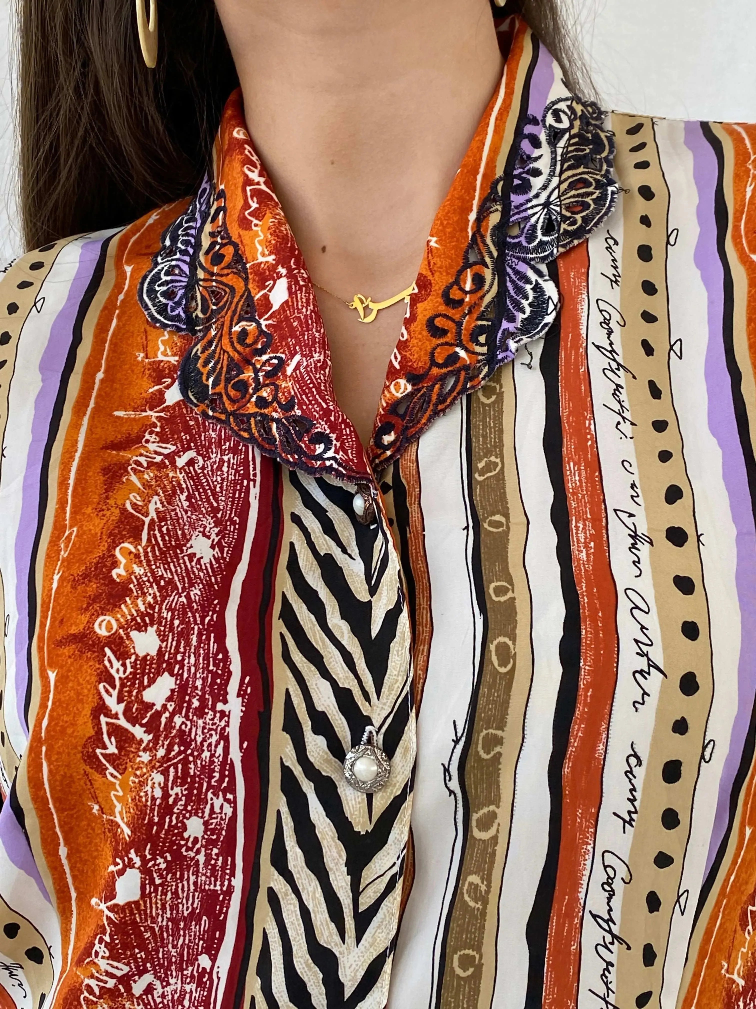 Vintage Wild Animal Print Boho Shirt - M - Balagan Vintage Half Sleeve Shirt 00s, 90s, half sleeve shirt, Mira, summer, women top