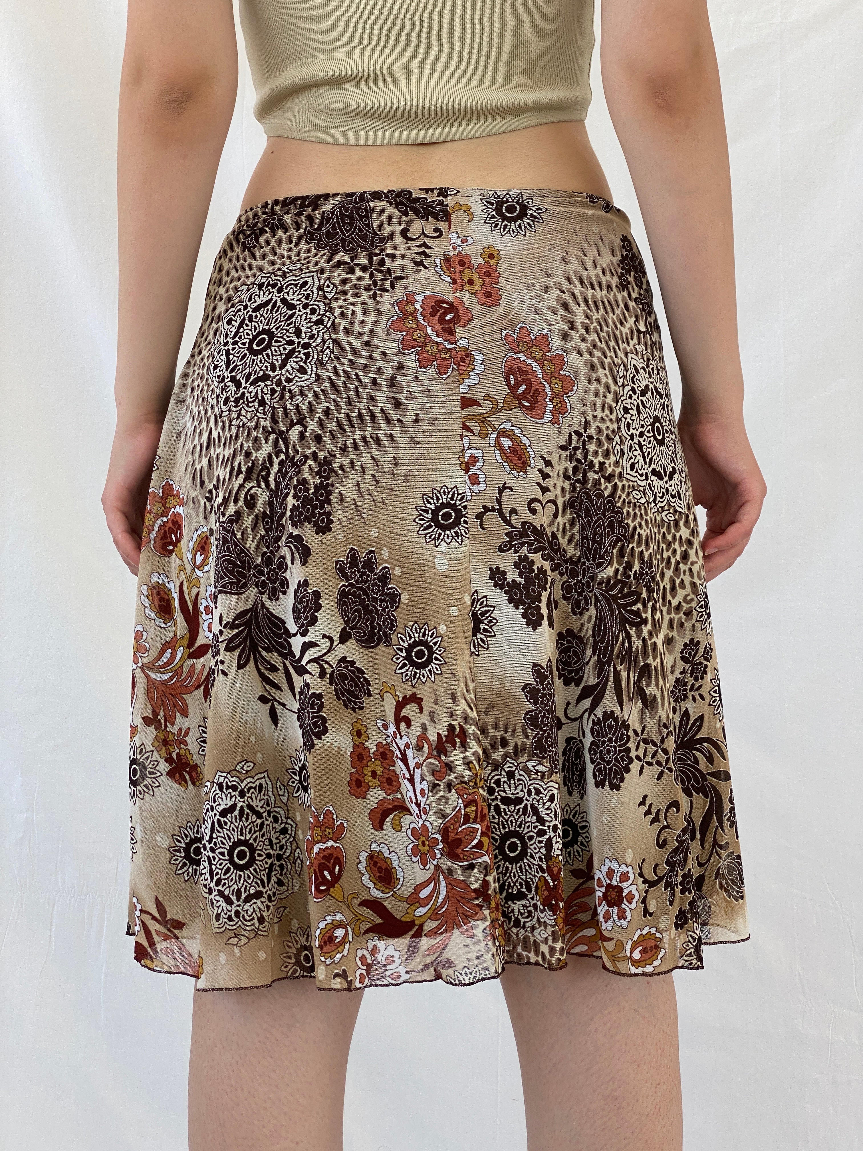 Vintage Xanaka Brown Floral Boho Paisley Print Midi Skirt - M - Balagan Vintage Midi Skirt animal print, Ayah, Boho, floral, floral skirt, maxi skirt, NEW IN, winter