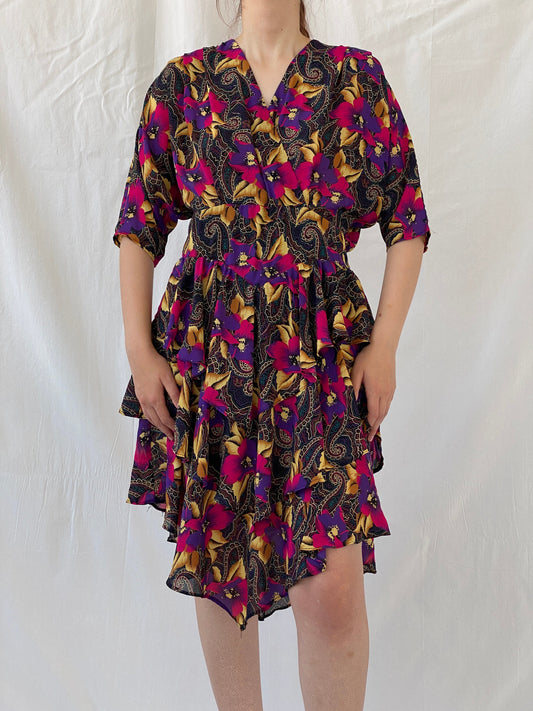 Vintage Y2K After Dark By Dorothy Perkins Midi Floral Dress - L - Balagan Vintage Midi Dress 90s, Ayah, dress, midi dress, Wedding Guest