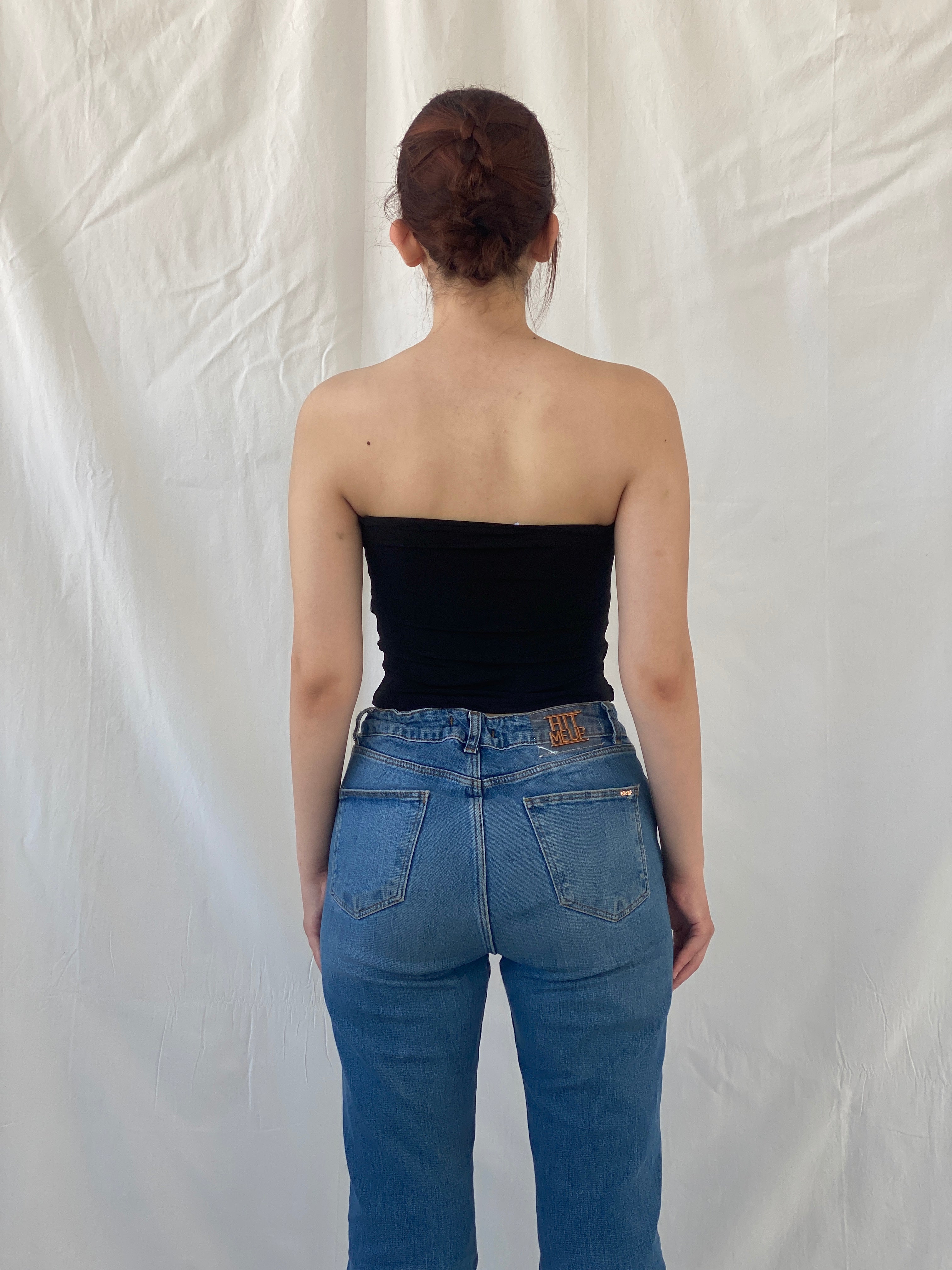 Vintage Y2K Alerte Black Tube Side Buckle Bandeau Top - S - Balagan Vintage Sleeveless Top 00s, Ayah, summer, Tube top, women top