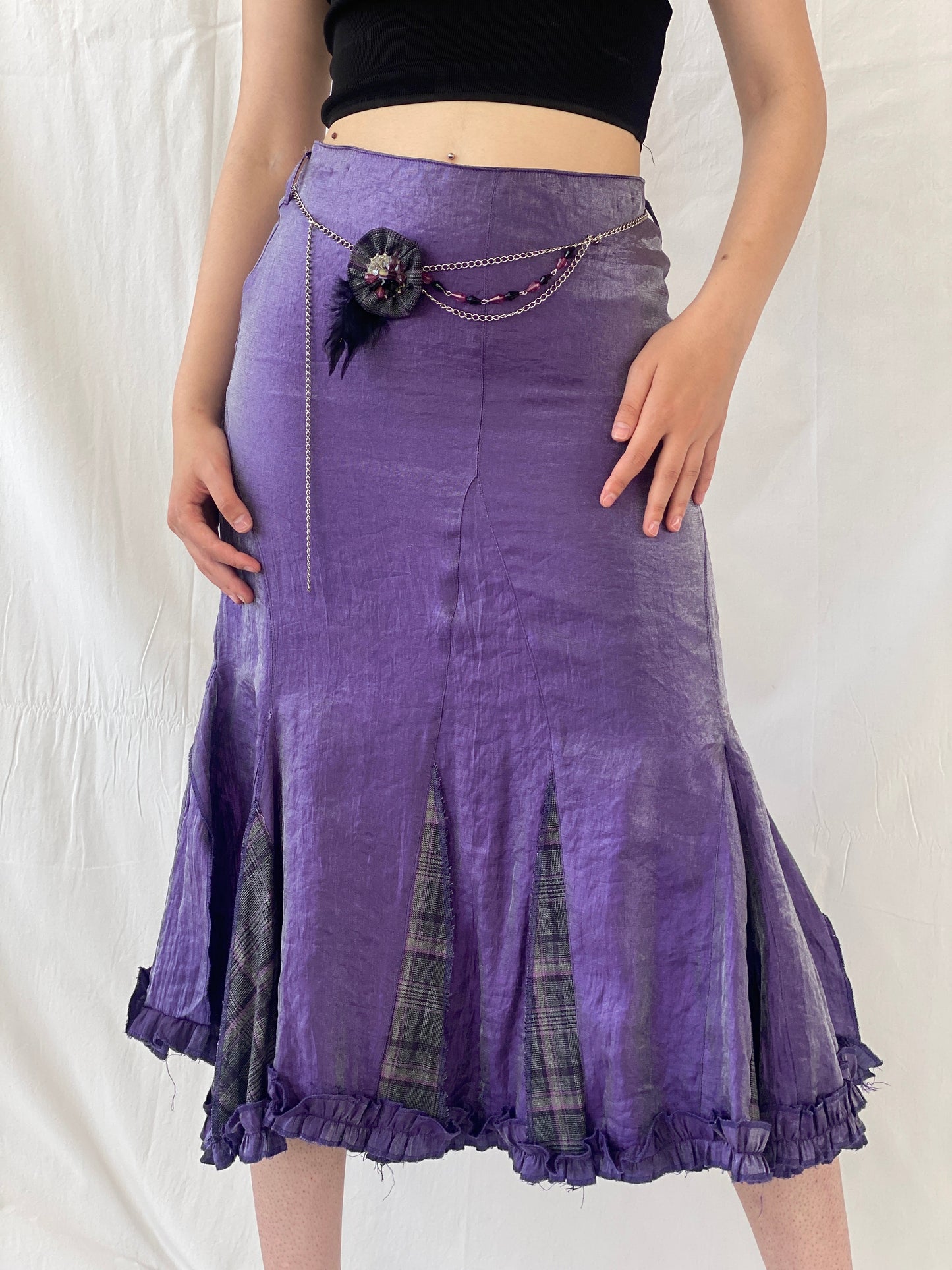 Vintage Y2K Alvina Whimsy Goth Metallic Purple Midaxi Women’s Skirt - M - Balagan Vintage Midi Skirt 00s, Ayah, midi skirt, skirt, women skirt