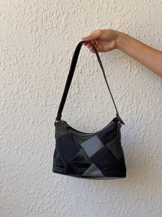 Vintage Y2K Black Patchwork Monogram Women’s Shoulder Bag - Balagan Vintage Handbags 00s, 90s, bag, NEW IN, shoulder bag, Y2K