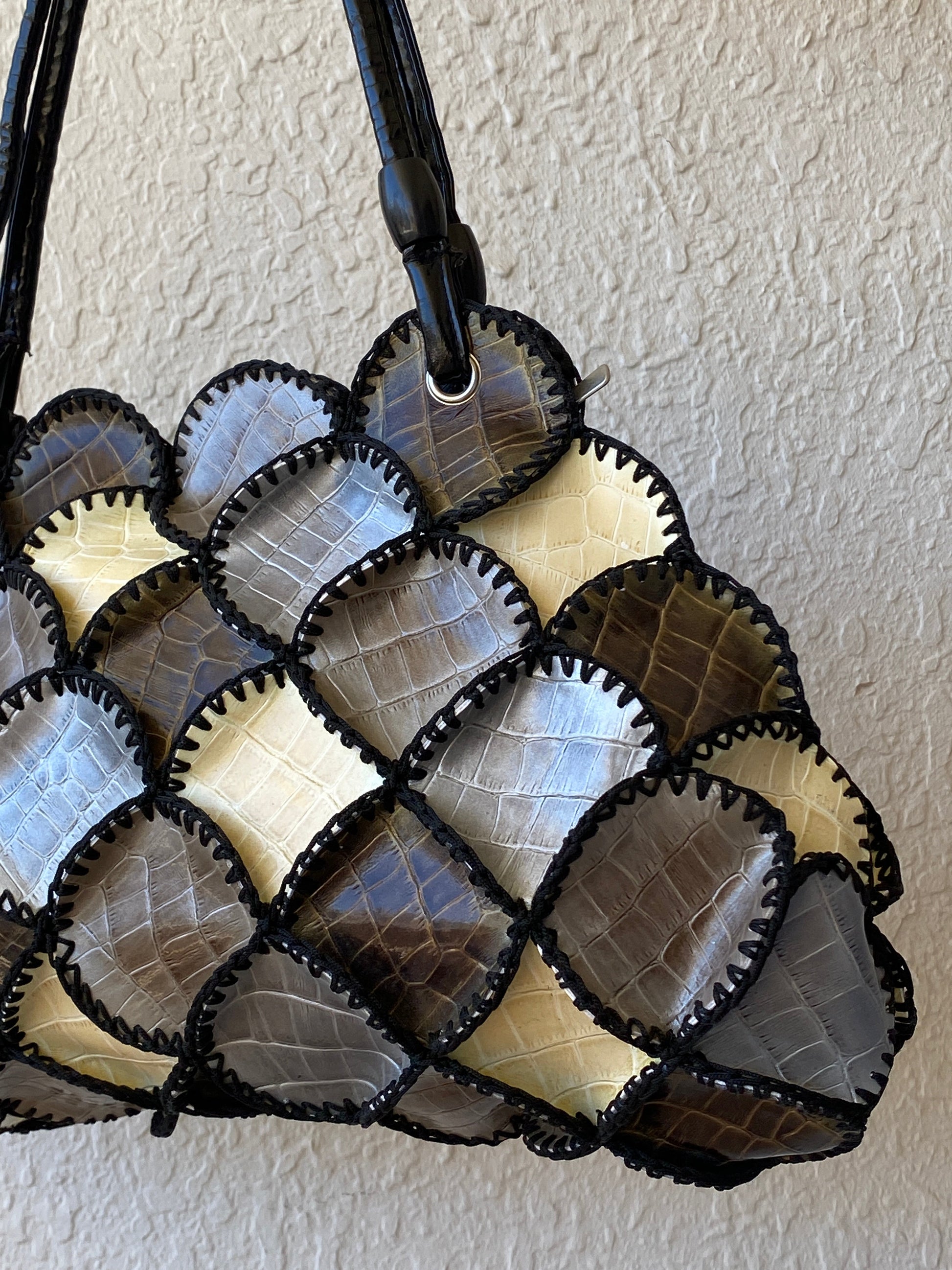 Vintage Y2K Boho Crochet Faux Snake Leather Patchwork Shoulder Bag - Balagan Vintage Shoulder Bag 00s, 90s, bag, NEW IN, patchwork, shoulder bag, Y2K