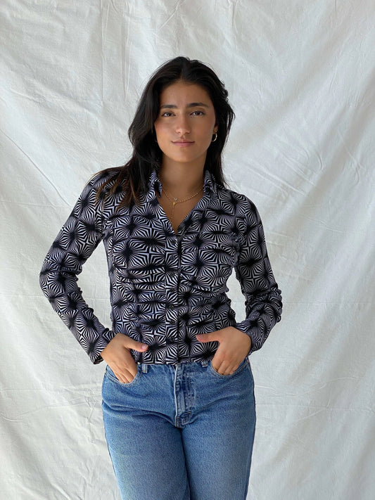Vintage Y2K Button Up Psychedelic Print Full Sleeve Shirt - M - Balagan Vintage Full Sleeve Shirt 00s, full sleeve shirt, Lana, summer