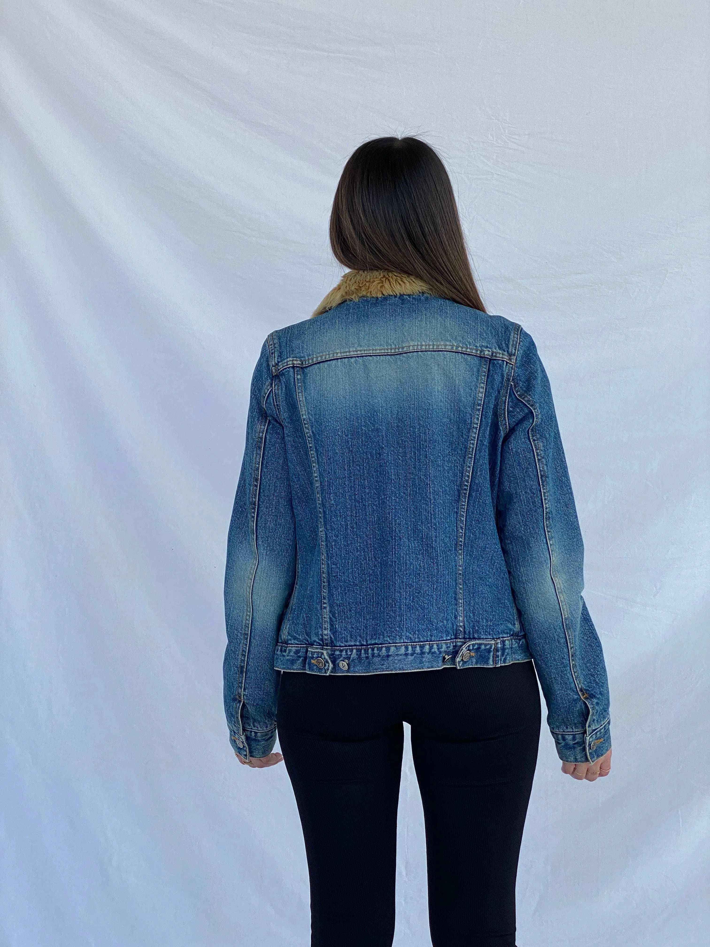 Vintage Y2K Calvin Klein Denim Fur-Lined Fitted Jacket Size M - Balagan Vintage Denim Jacket 00s, Coats&Jackets, denim, denim jacket, Juana, Women's Denim Jackets