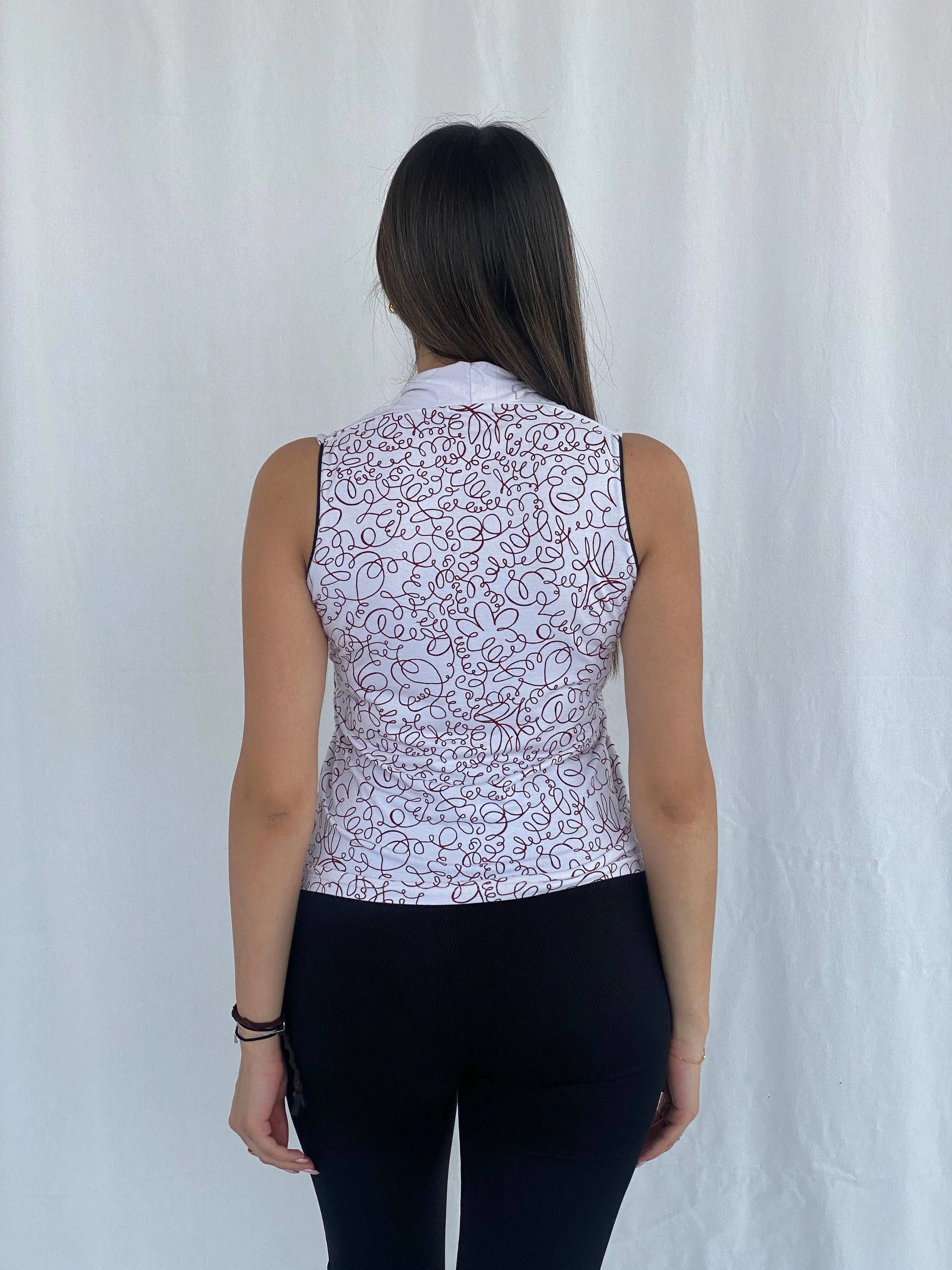Vintage Y2K Chemindefer Printed Sleeveless Top - Size L - Balagan Vintage Sleeveless Top groovy, Juana, sleeveless top, women skirt