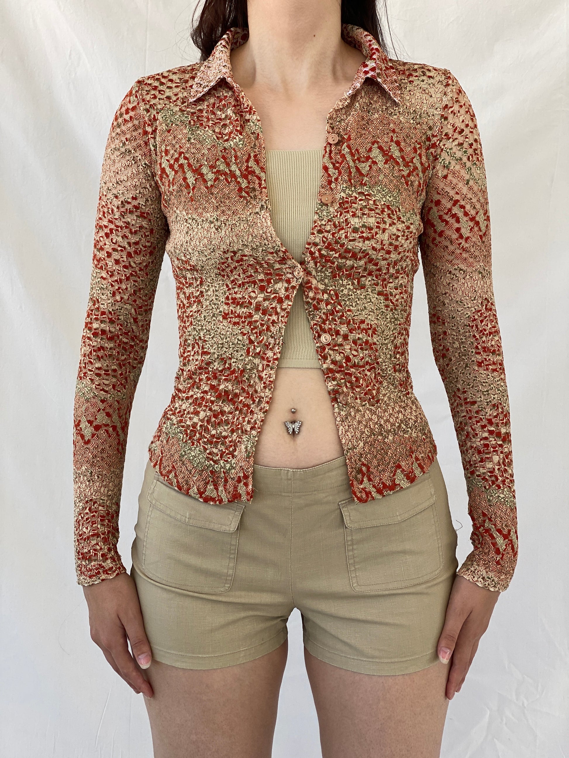 Vintage Y2K Click . Click USA Orange Full Sleeve Button Up Shirt - S - Balagan Vintage Full Sleeve Shirt 00s, Ayah, full sleeve shirt, NEW IN, Office core, summer