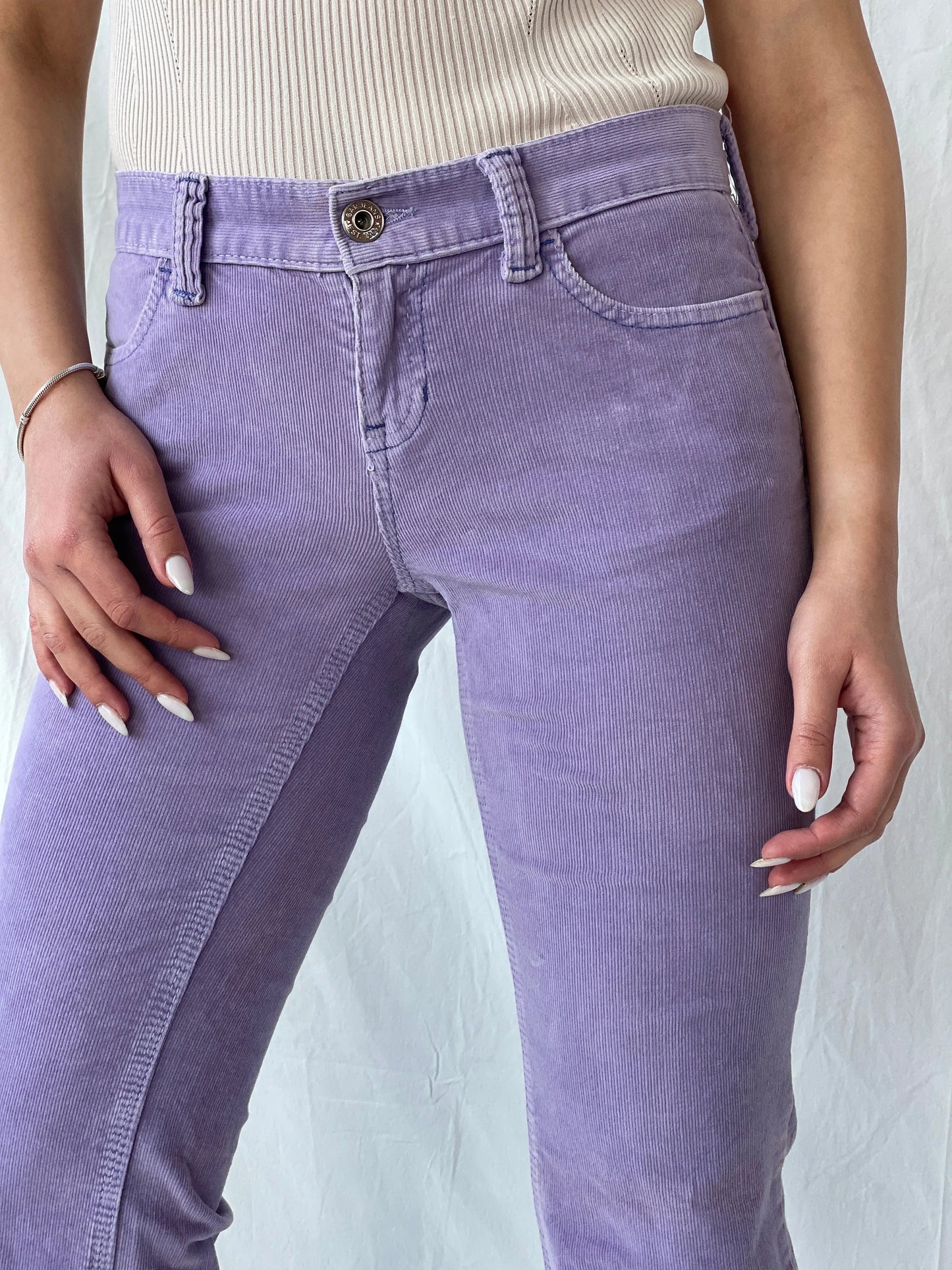 Vintage Y2K Gap Purple Corduroy Ultra Low Rise Stretch Flare Pants - 36EUR - Balagan Vintage Corduroy Pants 00s, corduroy, corduroy pants, Fatima, low rise, vintage pants, winter