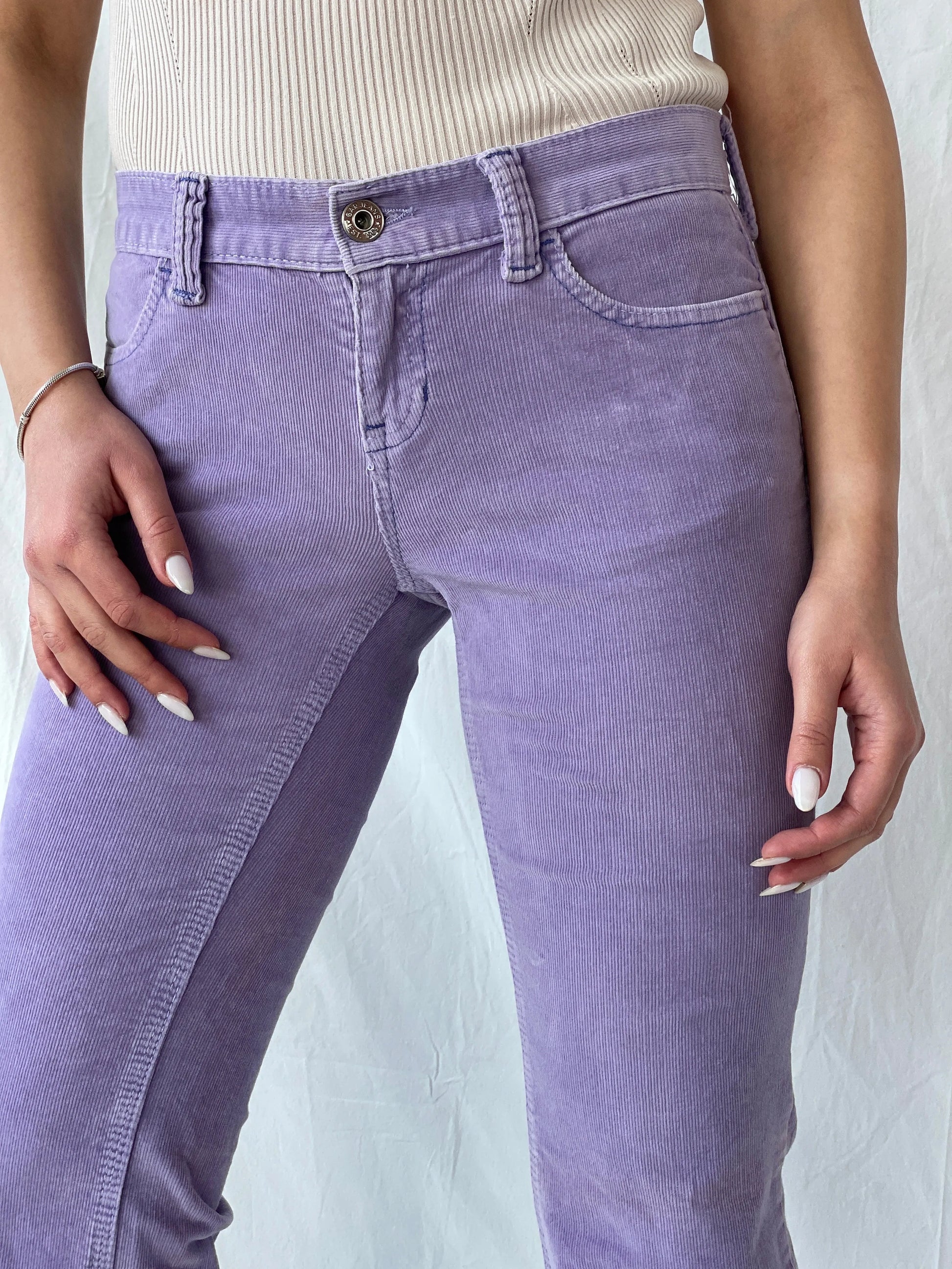 Vintage Y2K Gap Purple Corduroy Ultra Low Rise Stretch Flare Pants - 36EUR - Balagan Vintage Corduroy Pants 00s, corduroy, corduroy pants, Fatima, low rise, vintage pants, winter