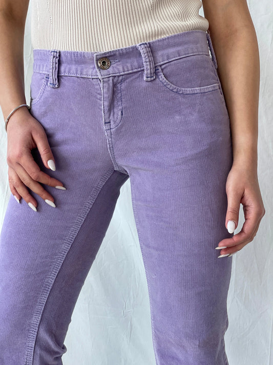 Vintage Y2K Gap Purple Corduroy Ultra Low Rise Stretch Flare Pants - 36EUR - Balagan Vintage Corduroy Pants 00s, corduroy, corduroy pants, Fatima, low rise, vintage pants, winter