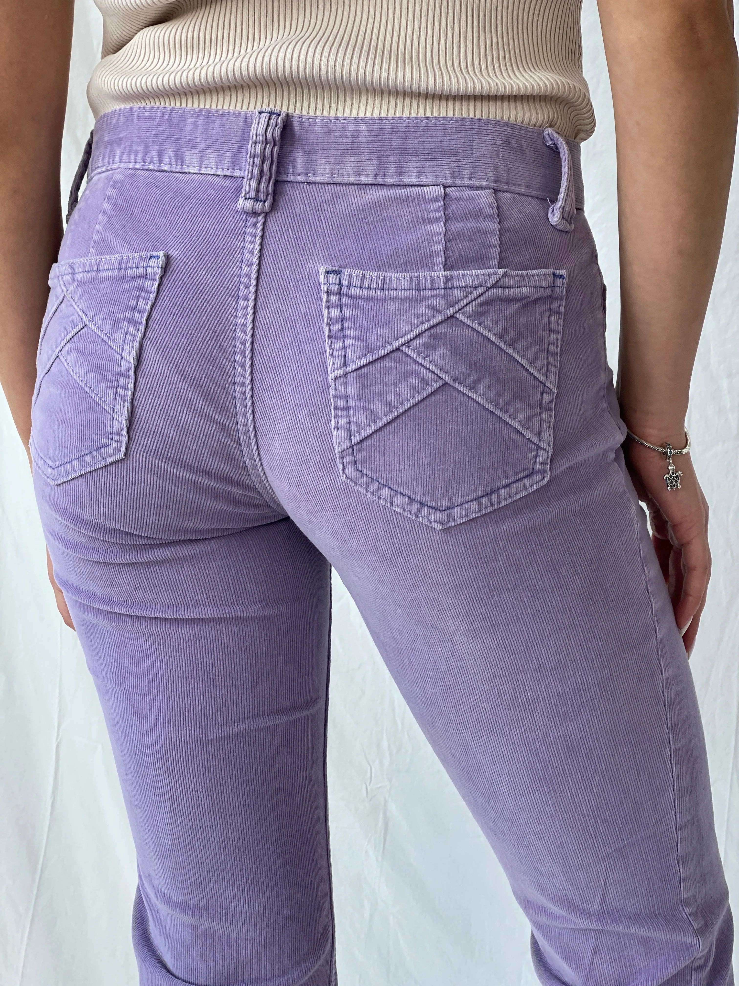 Vintage Y2K Gap Purple Corduroy Ultra Low Rise Stretch Flare Pants - 36EUR - Balagan Vintage Corduroy Pants 00s, corduroy, corduroy pants, Fatima, low rise, vintage pants, winter