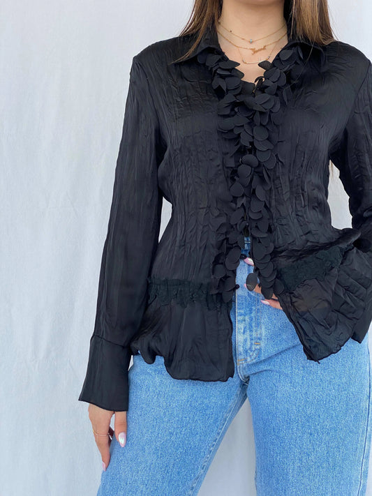 Vintage Y2K Homy Black Cardigan Size L - Balagan Vintage Sheer Top 00s, Juana, sheer, summer
