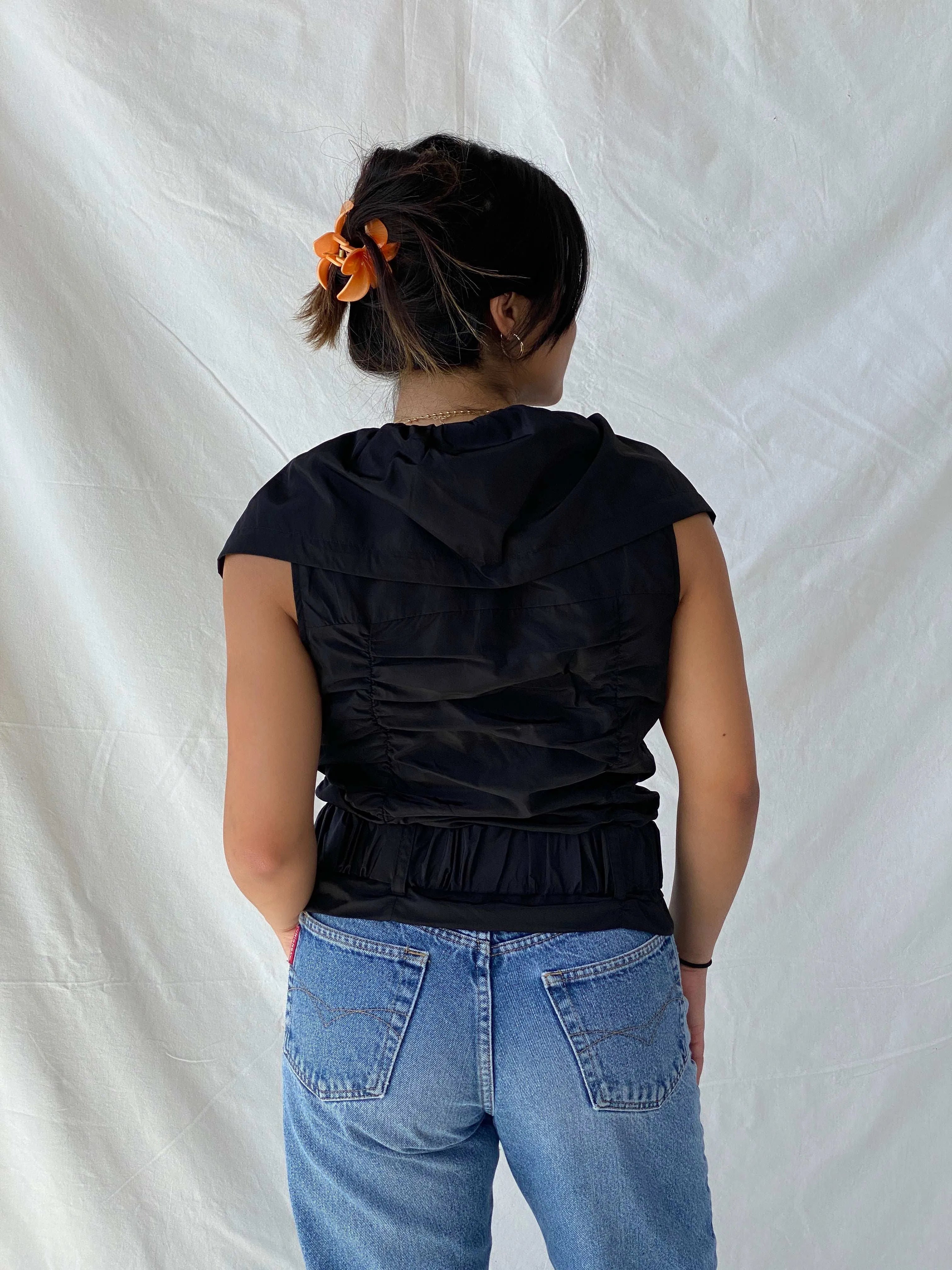 Vintage Y2K In Front Zip Up Black Vest - M - Balagan Vintage Vest 00s, Lana, summer, vest, Y2K
