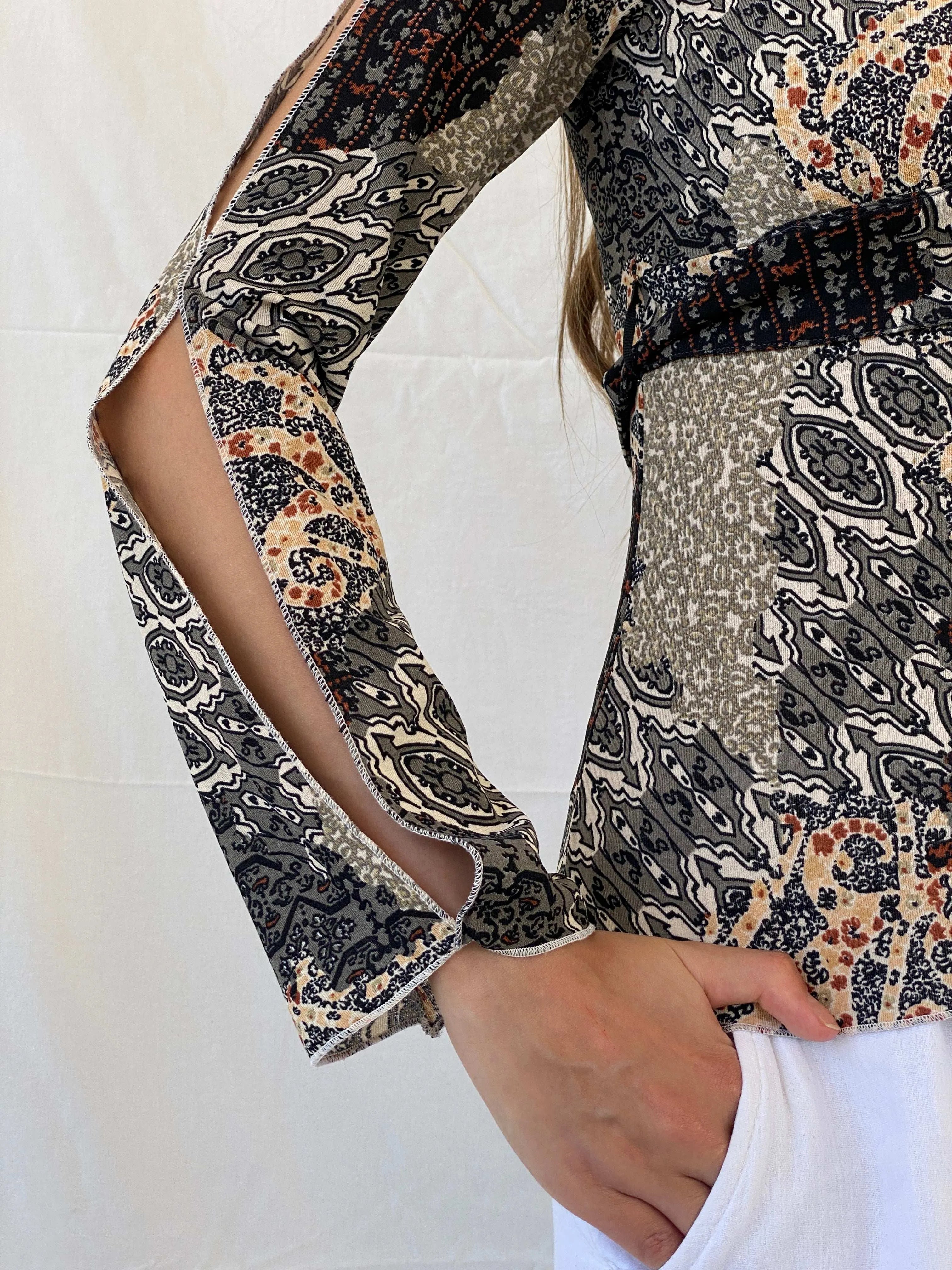 Vintage Y2K JP Collection Paisley Print Top With Lace Detailing - M - Balagan Vintage Full Sleeve Top 00s, 90s, full sleeve top, Mira