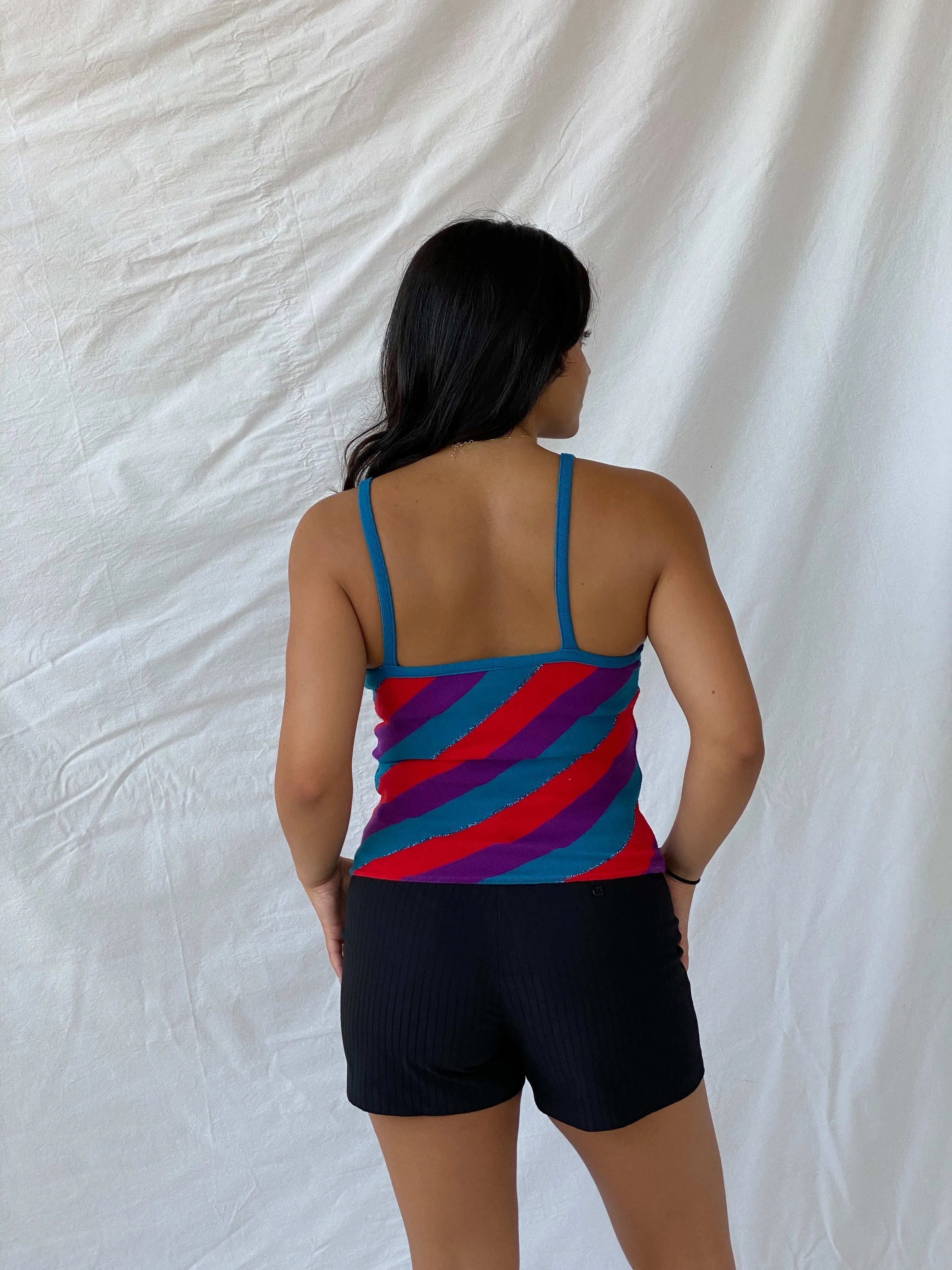 Vintage Y2K Kiabi Tendance Striped Spaghetti Strap Top - S - Balagan Vintage Cami 00s, Cami, Lana, summer