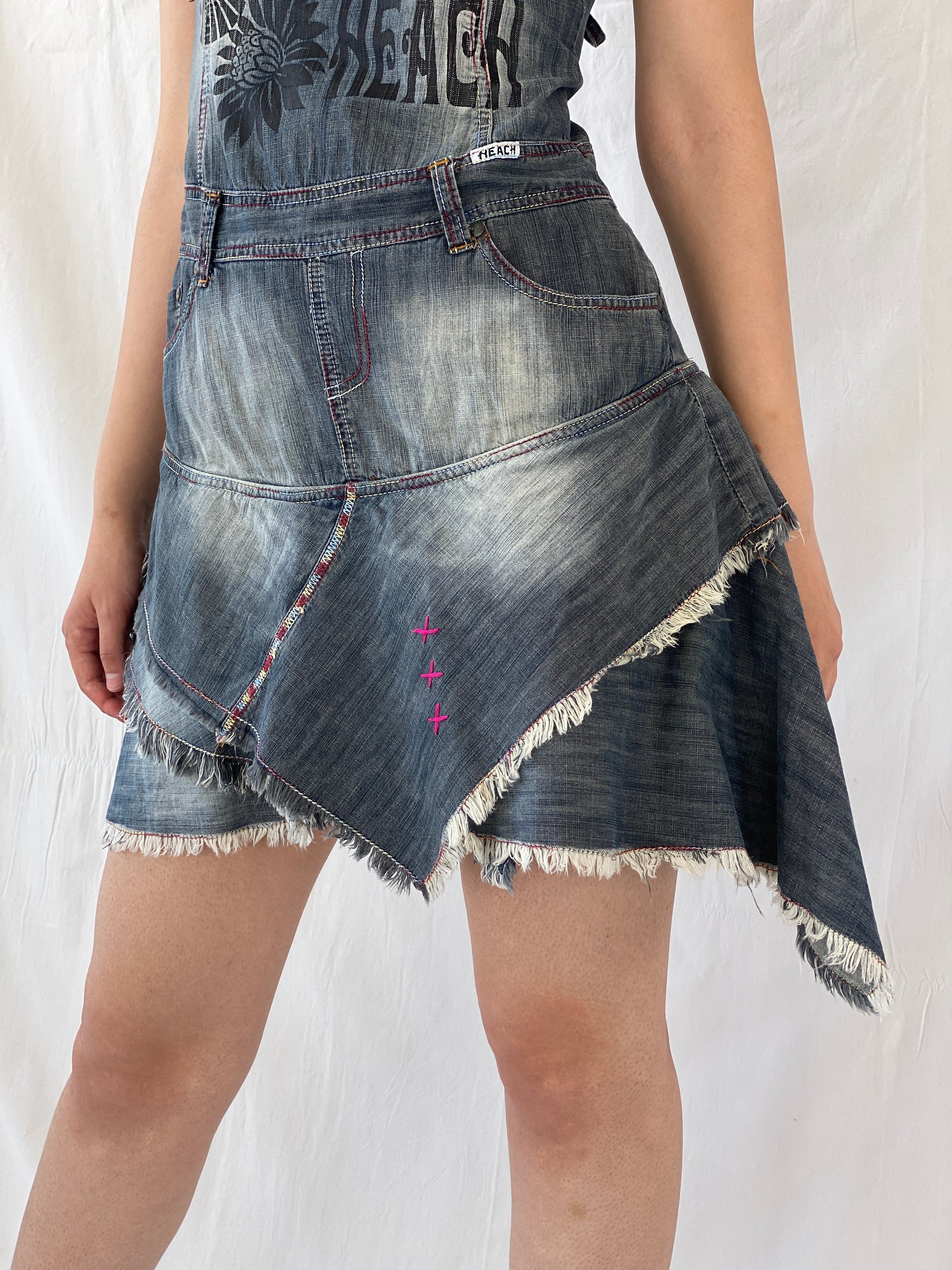 Vintage Y2K LIFEGATE Silvian Heach Asymmetric Layered Hem Short Denim Dress - L - Balagan Vintage Mini Dress 90s, Ayah, black dress, denim, dress, Mini Dress, vintage dress, Wedding Guest