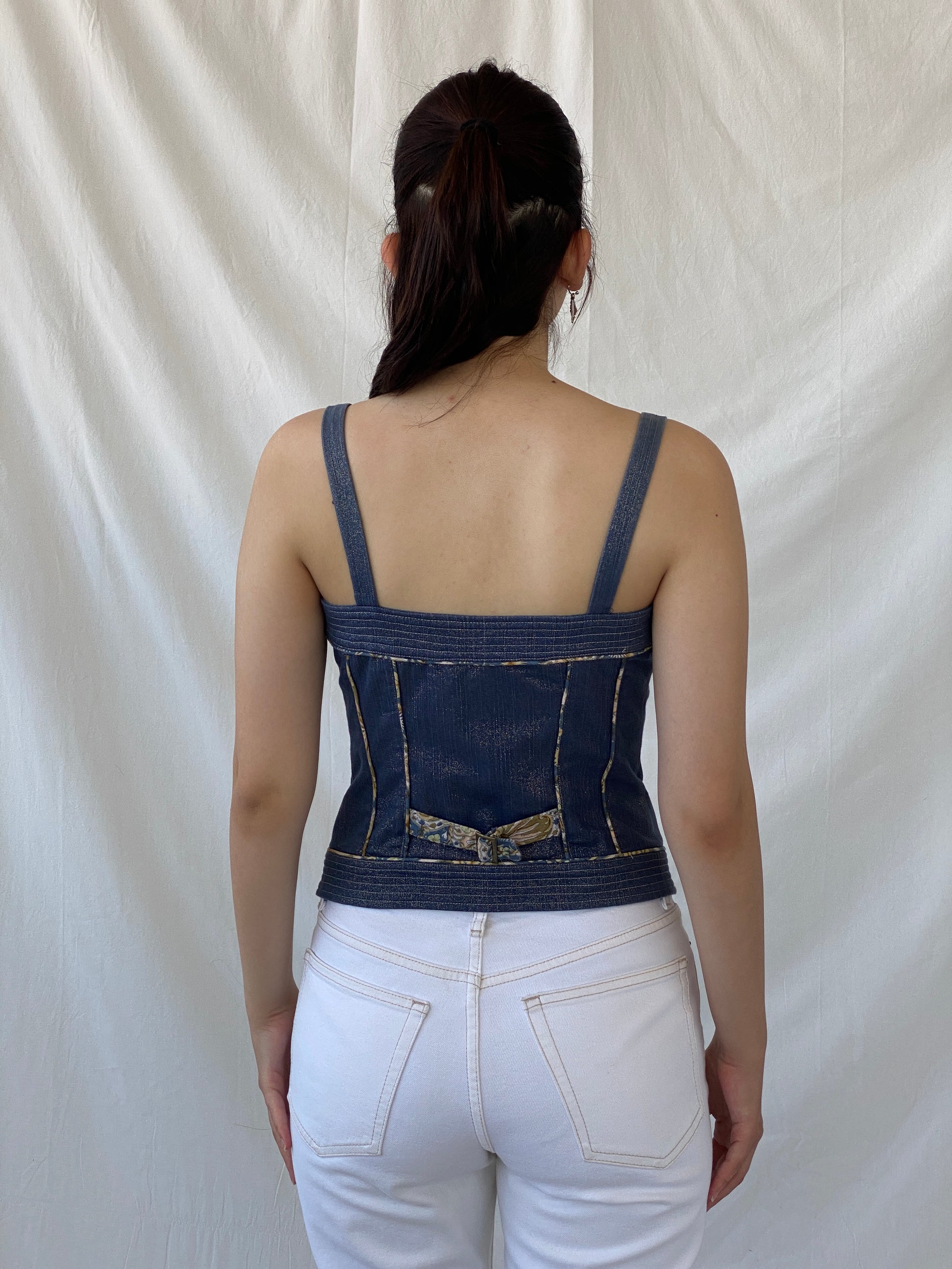 Vintage Y2K Lovie Denim Button Up Corset Top - S - Balagan Vintage Sleeveless Top 00s, Ayah, denim, NEW IN, summer, women top