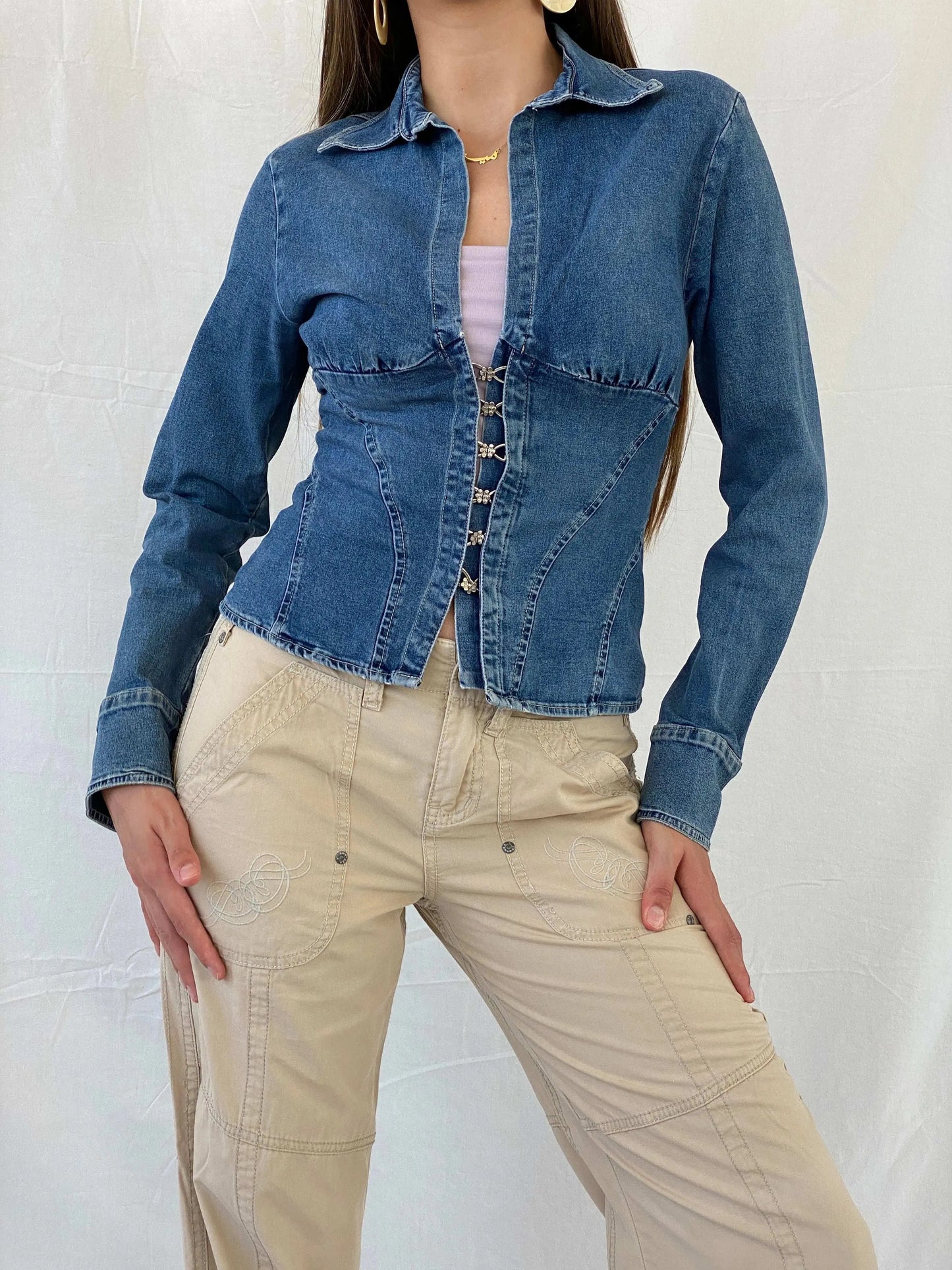 Vintage Y2K Madonna Blue Denim Corset Top - M - Balagan Vintage Full Sleeve Top 00s, 90s, denim, Mira, women top