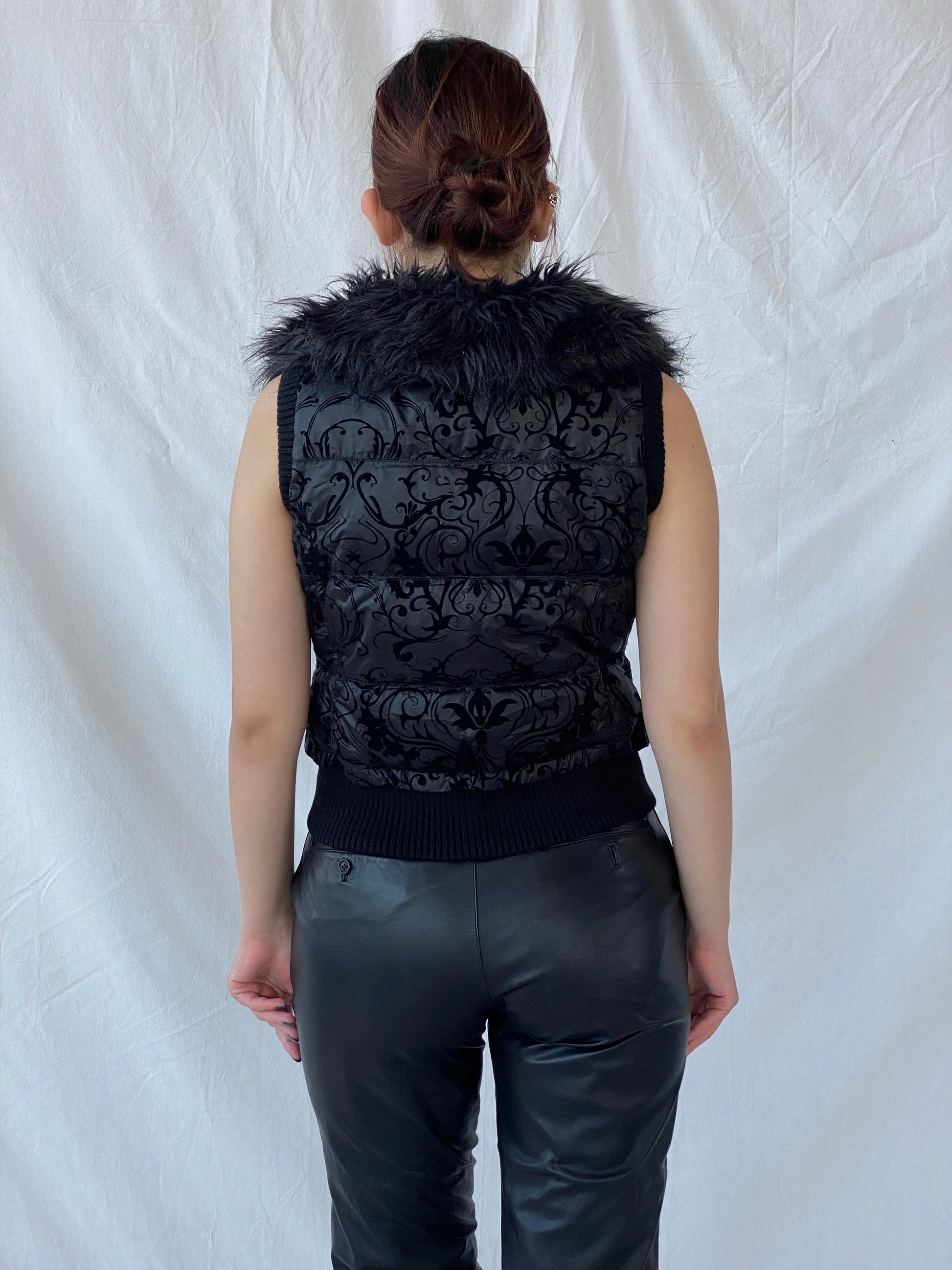Vintage Y2K Miss Sixty Black Puffer Vest With Faux Fur Collar - M - Balagan Vintage Vest 00s, Ayah, Miss Sixty, vest, women top