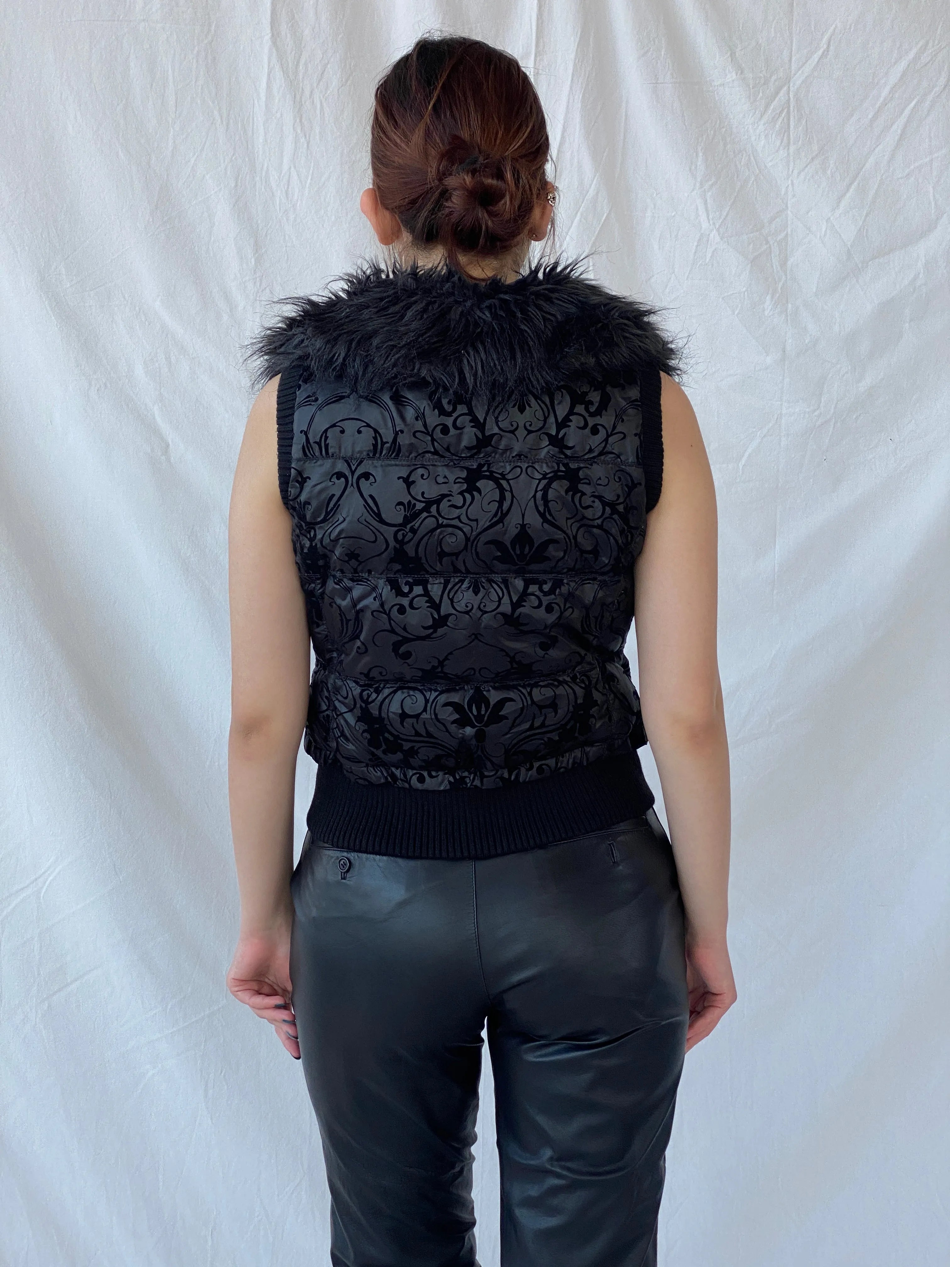 Vintage Y2K Miss Sixty Black Puffer Vest With Faux Fur Collar - M - Balagan Vintage Vest 00s, Ayah, Miss Sixty, vest, women top