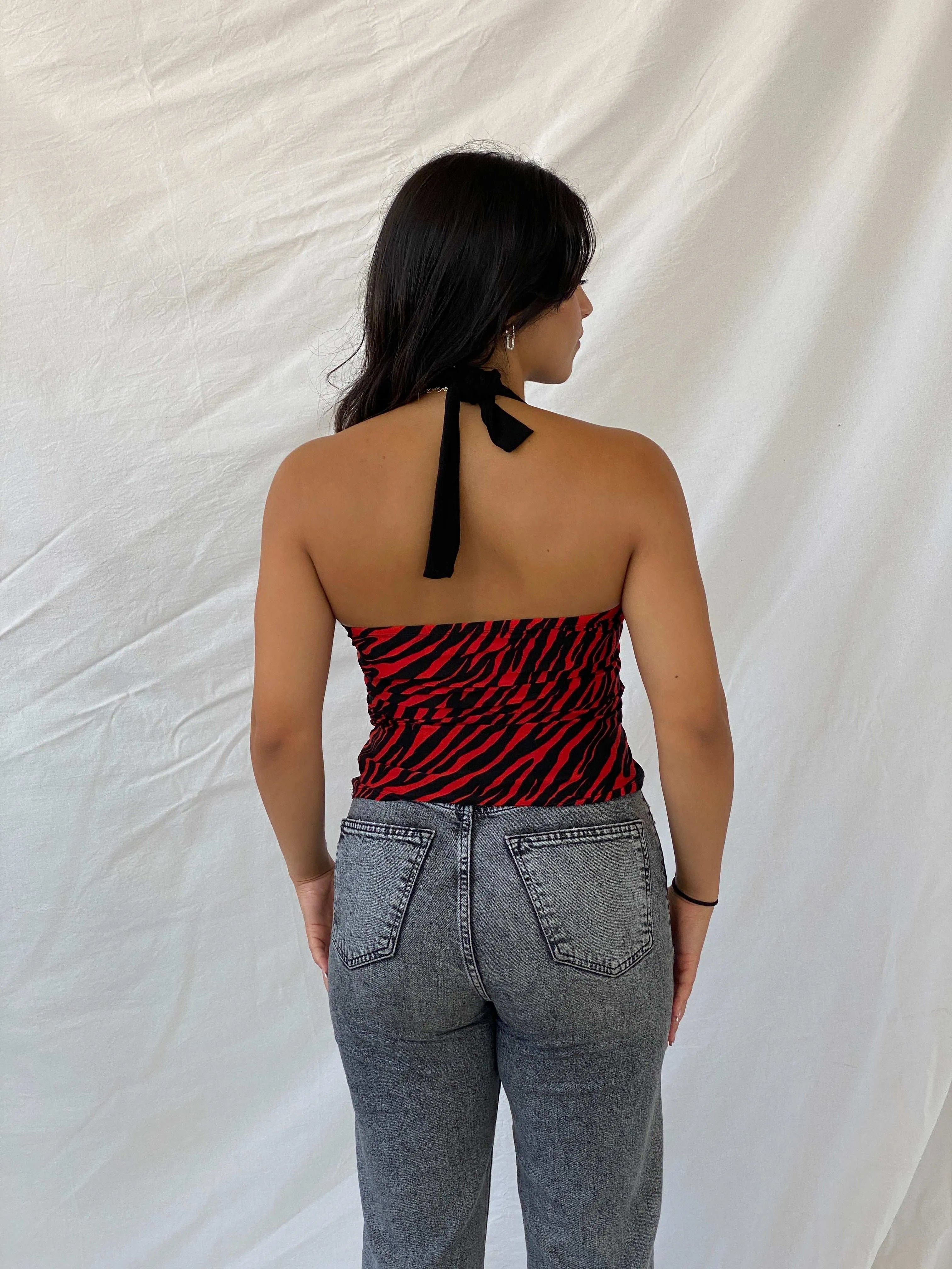 Vintage Y2K N&N Zebra Striped Halter Top - M - Balagan Vintage Halter Top 00s, halter top, Lana, summer