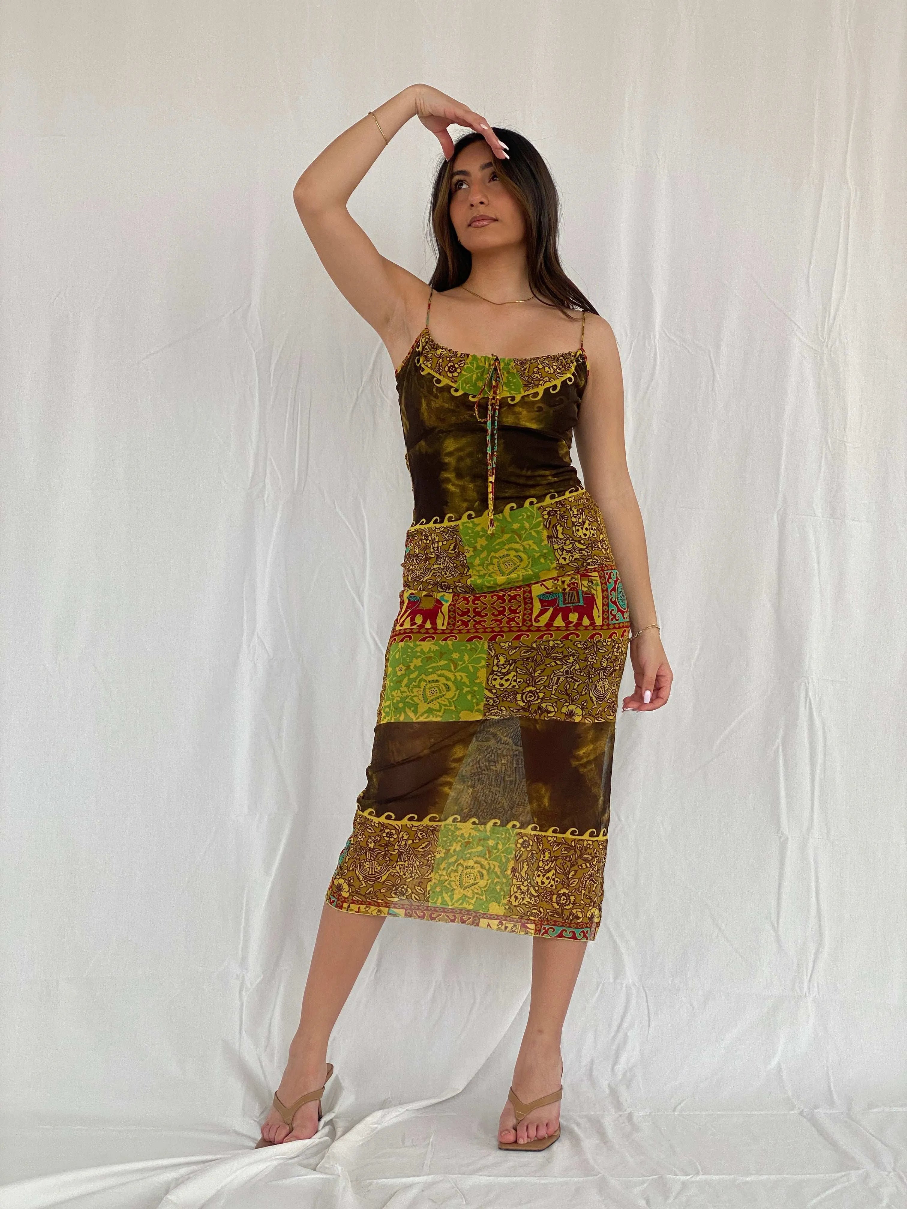Vintage Y2K O+ by Jus D’Orange Paris Boho Semi Sheer Dress - Balagan Vintage Maxi Dress 00s, 00s dress, Boho, maxi dress, Rama