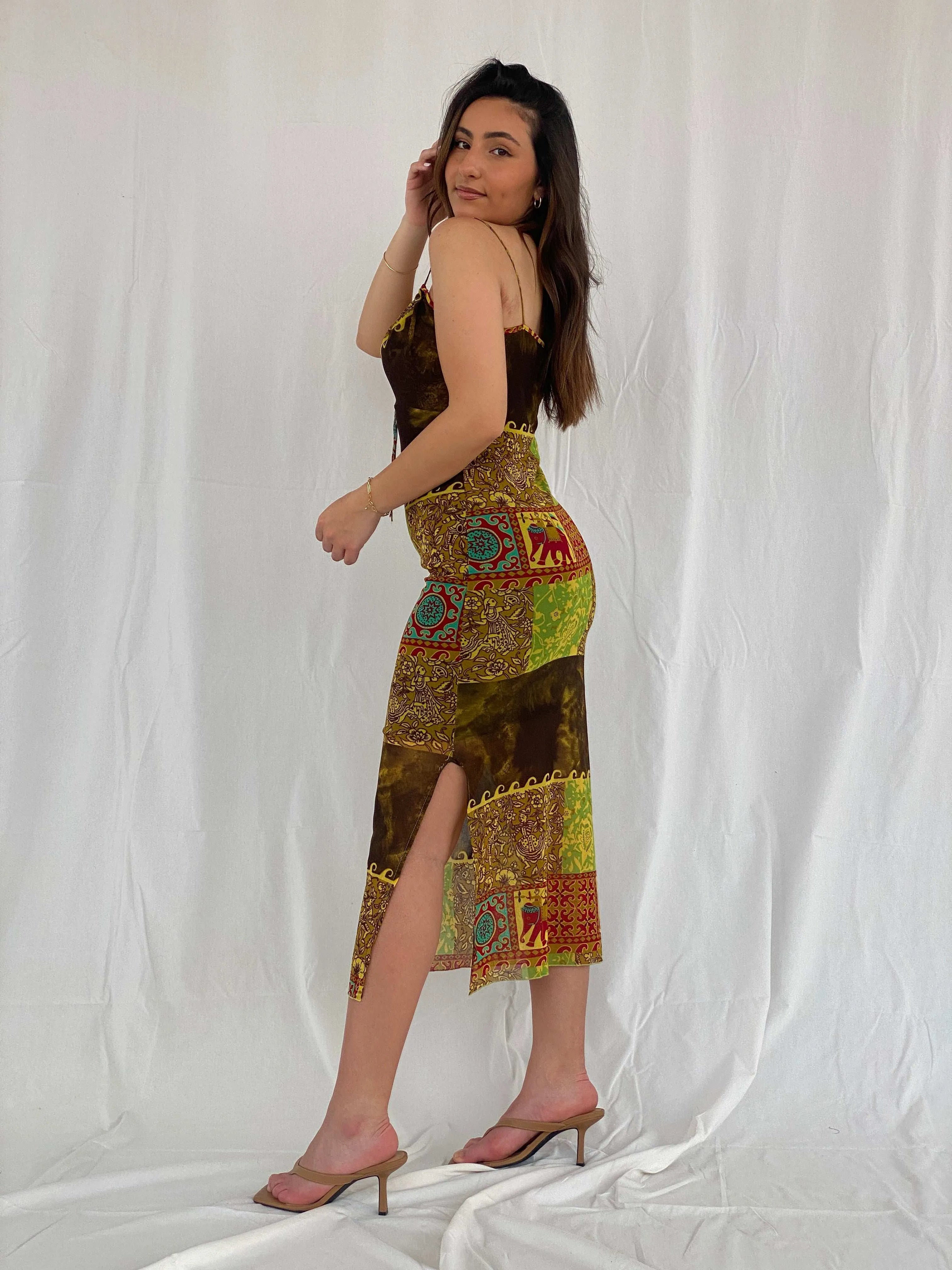 Vintage Y2K O+ by Jus D’Orange Paris Boho Semi Sheer Dress - Balagan Vintage Maxi Dress 00s, 00s dress, Boho, maxi dress, Rama
